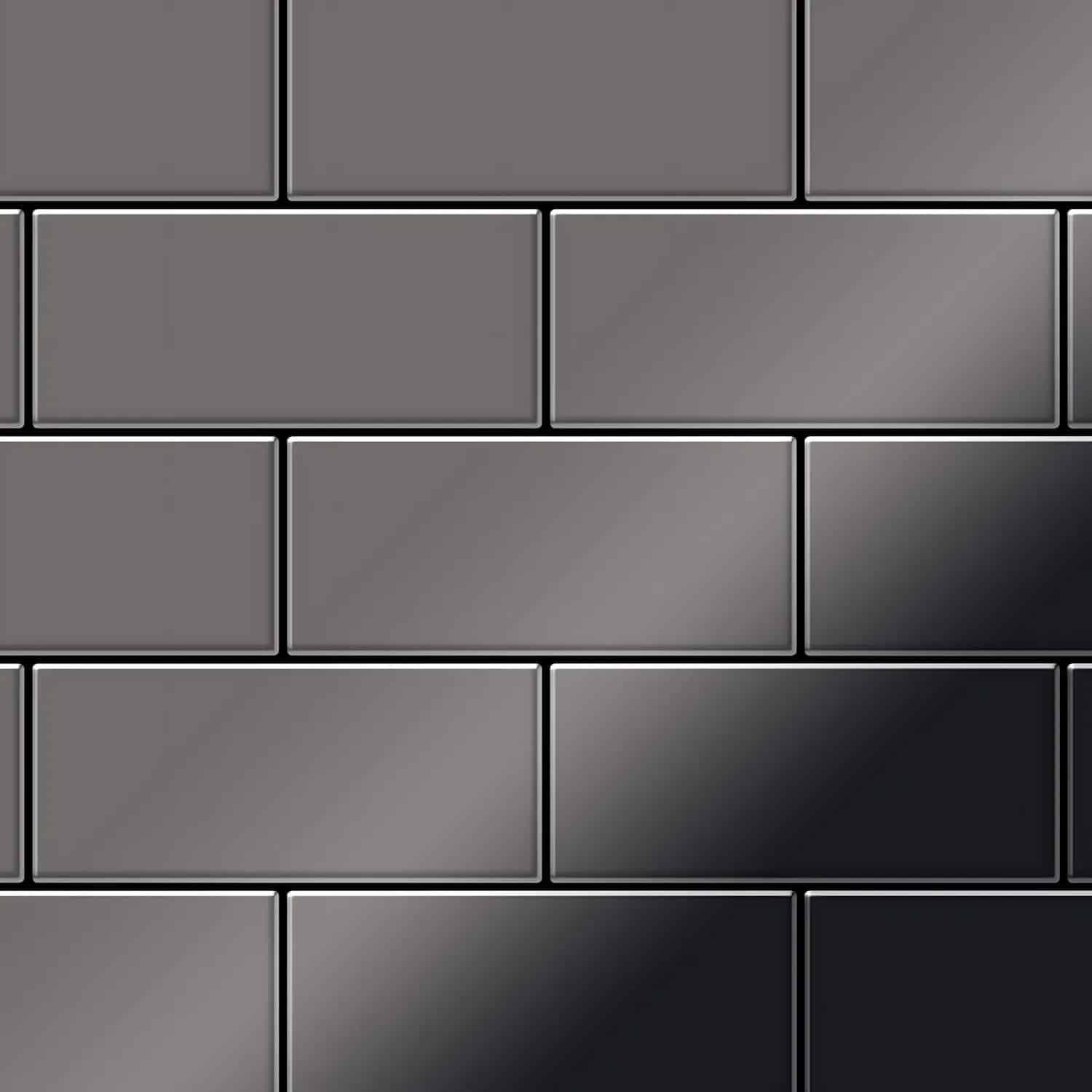 ALLOY Mosaik Fliese Massiv Metall Titan Hochglanz Dunkelgrau 1