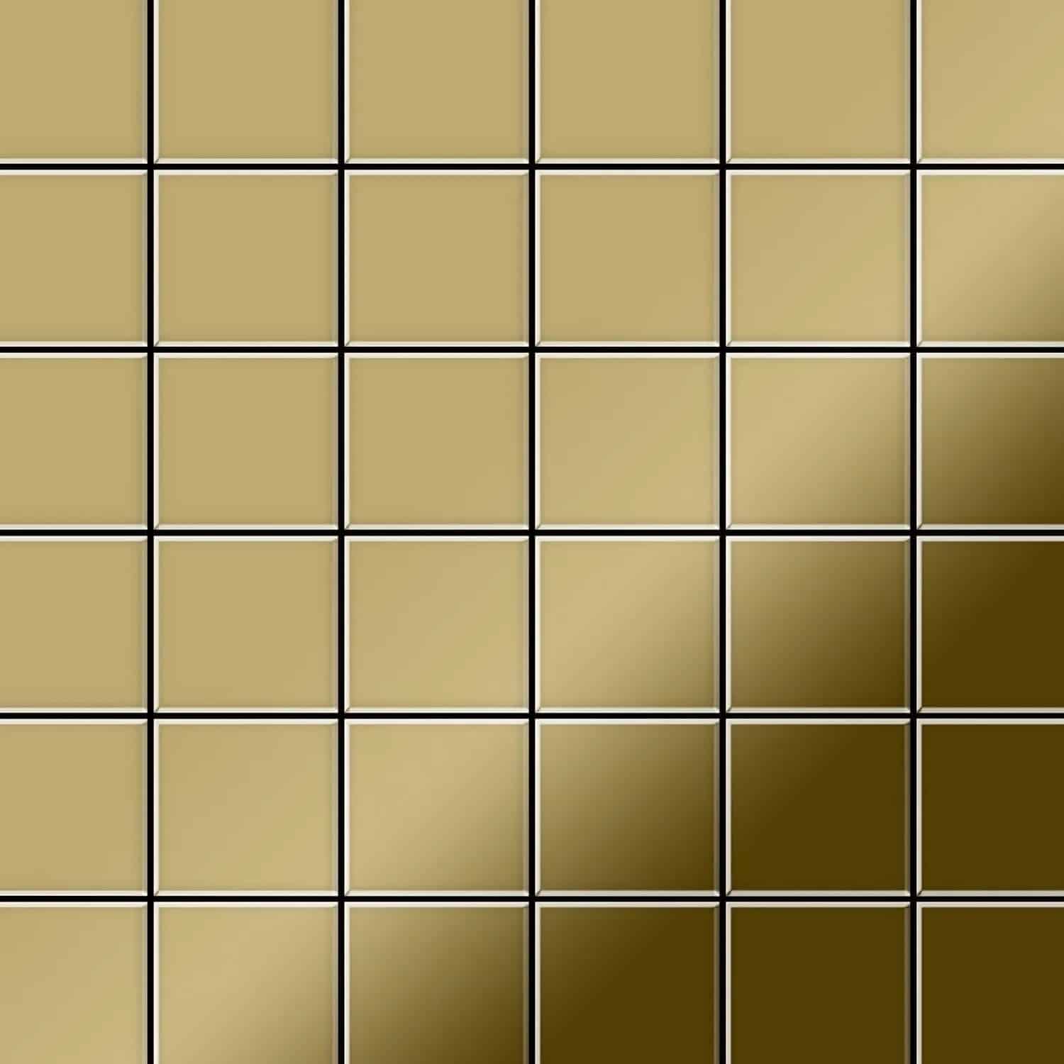 ALLOY Mosaik Fliese Massiv Metall Titan Hochglanz Gold 1