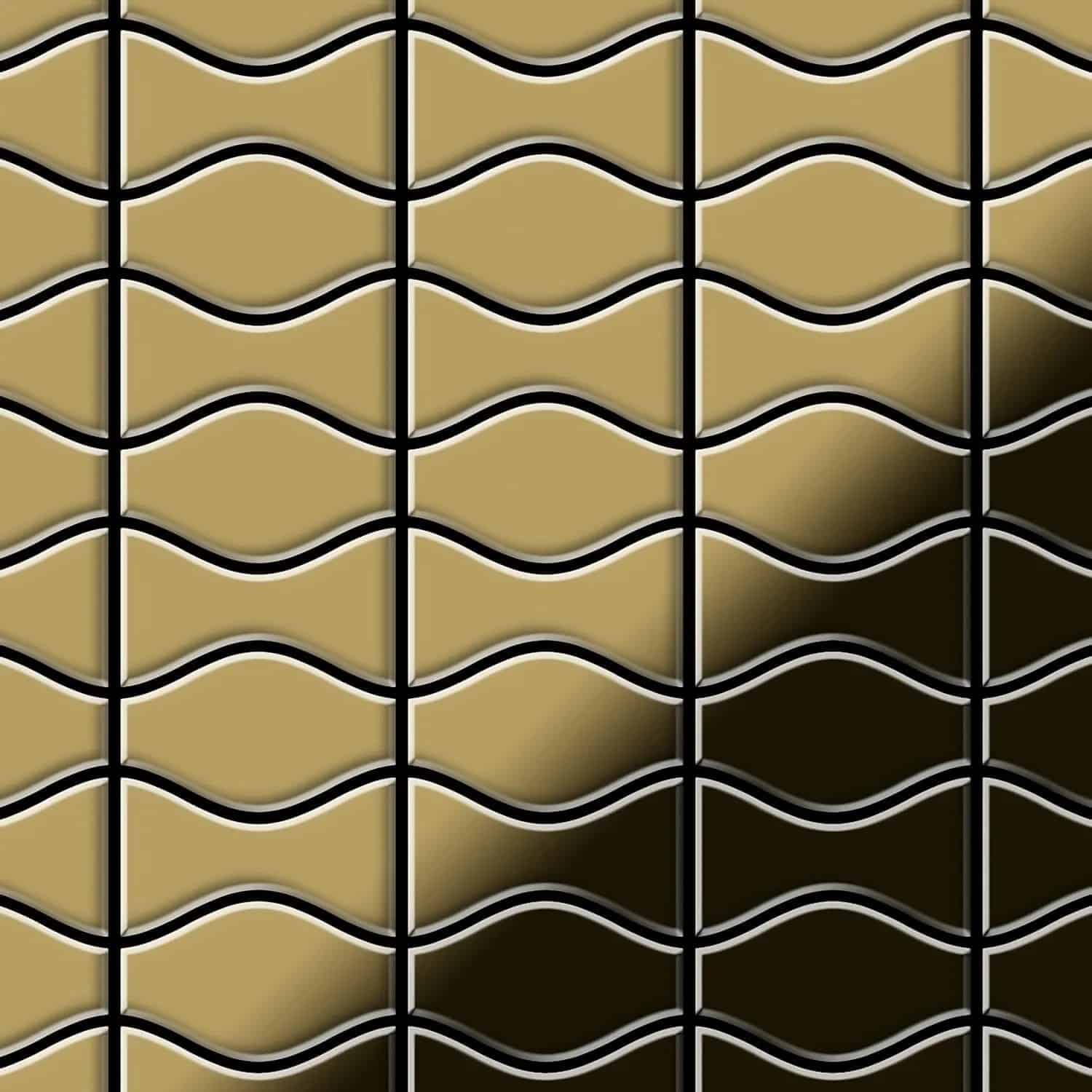 ALLOY Mosaik Fliese Massiv Metall Titan Hochglanz Gold 1