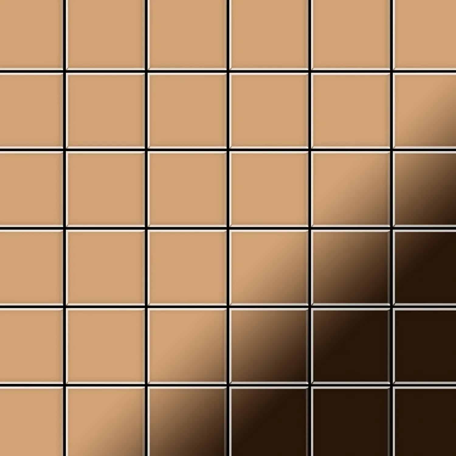 ALLOY Mosaik Fliese Massiv Metall Titan Hochglanz Kupfer 1
