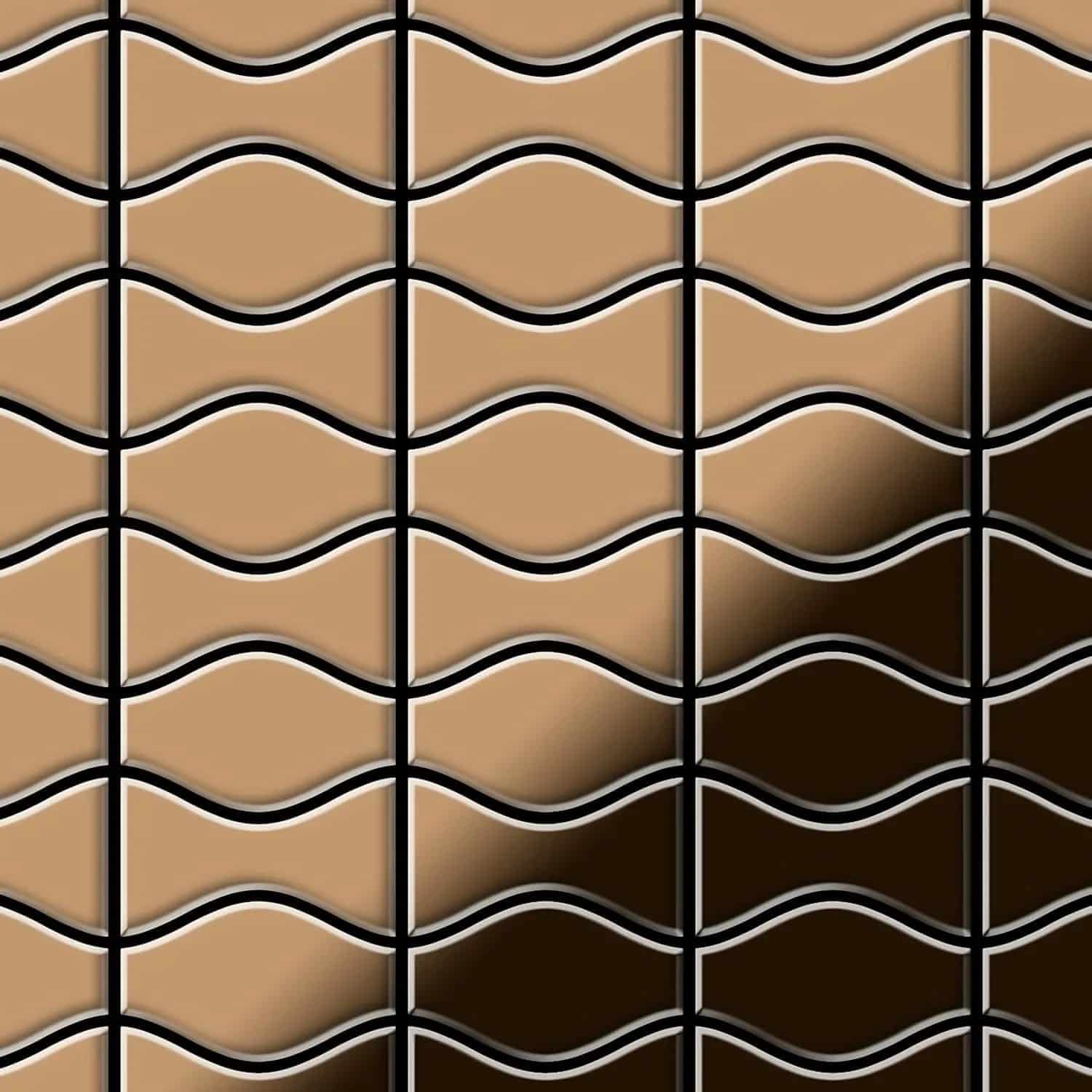 ALLOY Mosaik Fliese Massiv Metall Titan Hochglanz Kupfer 1