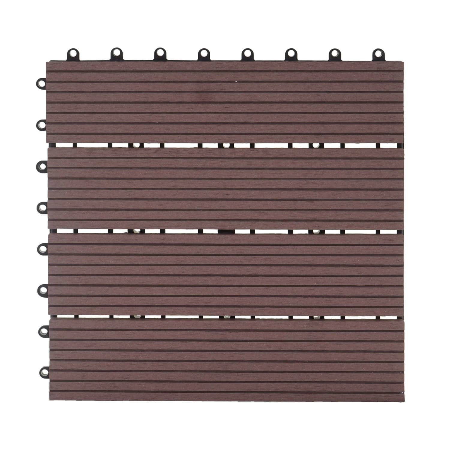 BERLINLODGE WPC Bodenfliese 11x Je BxT 30x30cm Holzoptik Balkon Terrasse Premium Coffee Linear