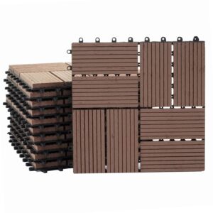 BERLINLODGE WPC Bodenfliese 11x Je BxT 30x30cm Holzoptik Balkon Terrasse Premium Coffee Vierecke