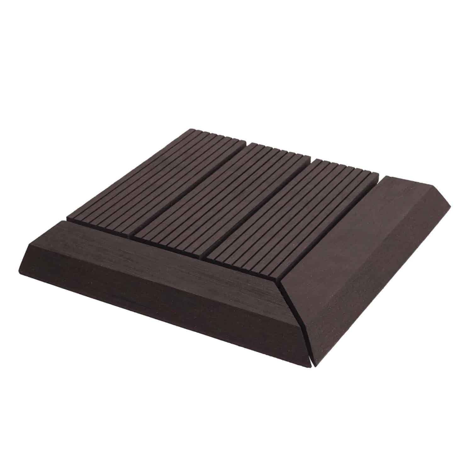 BERLINLODGE WPC Eck-Bodenfliese Mit Abschluss BxT 30x30cm Premium Holzoptik Terrasse Ecke Links Anthrazit Linear