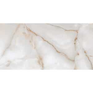 Bodenfliese Feinsteinzeug Alabaster sky Weiß Glasiert Poliert 60 cm x 120 cm