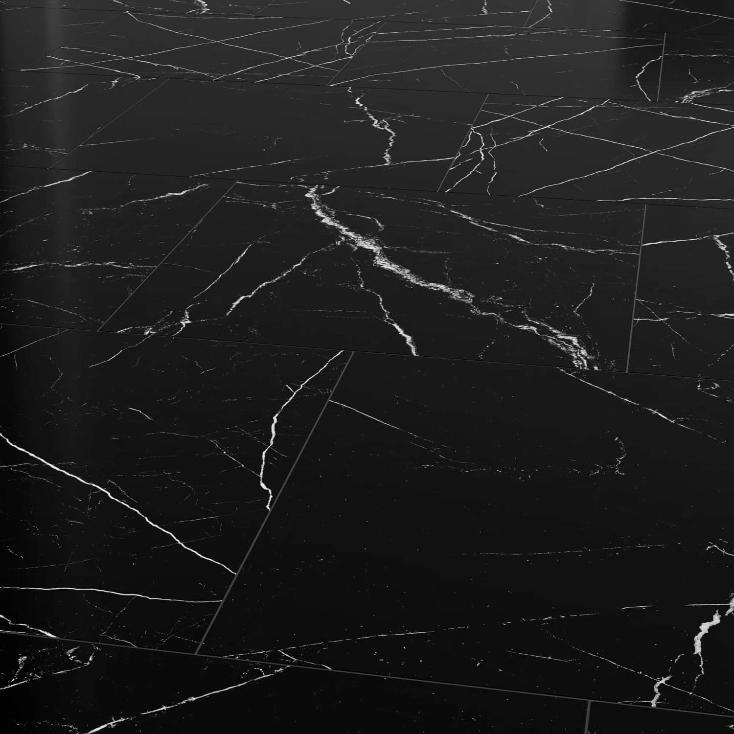 Bodenfliese Feinsteinzeug Statuario nero Schwarz Glasiert Poliert 60 cm x 60 cm