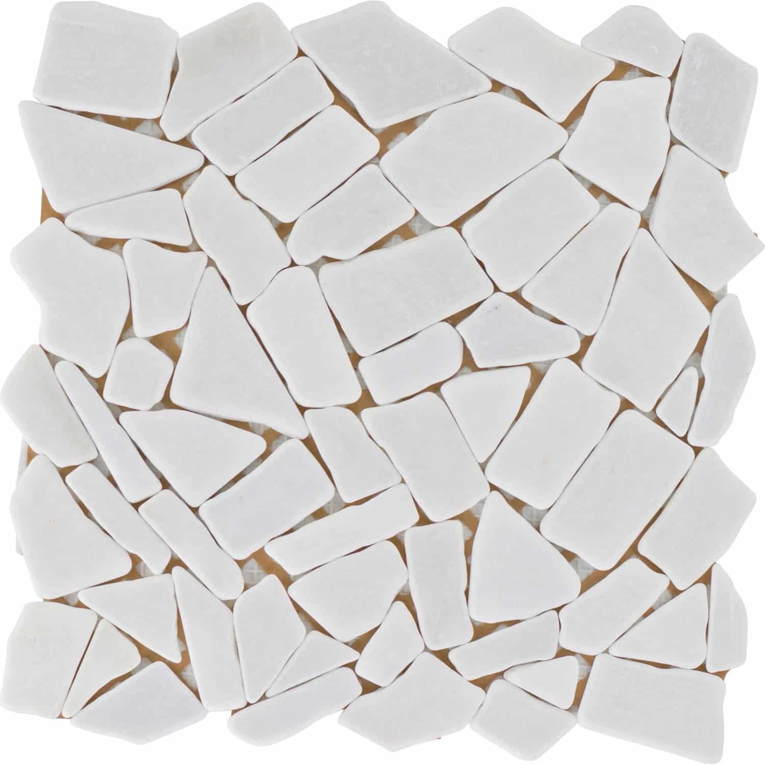 Bruchmosaikmatte Carrara Polygonal Weiß 30