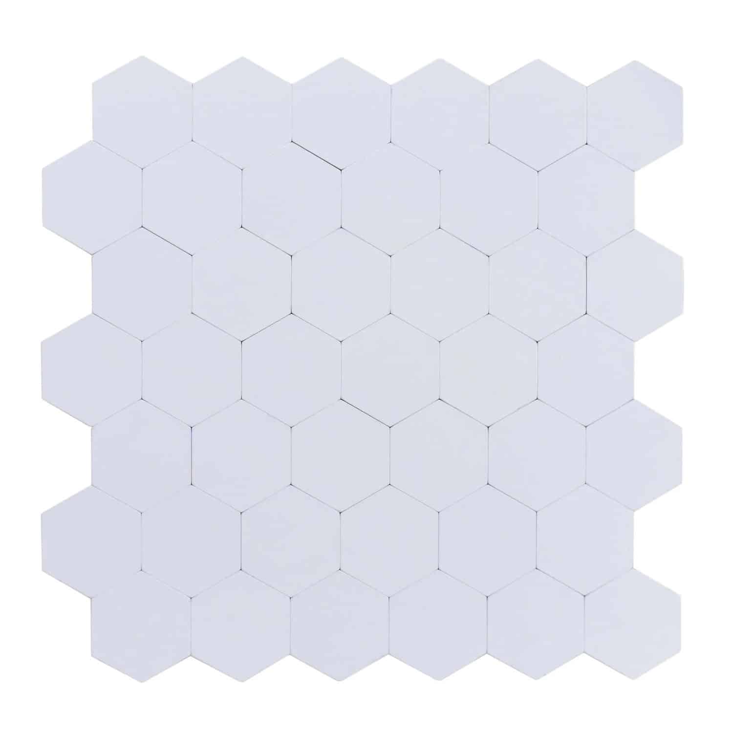 Dalsys Selbstklebende Fliesen 1m² 11 Stück PVC Wabenmuster Weiß