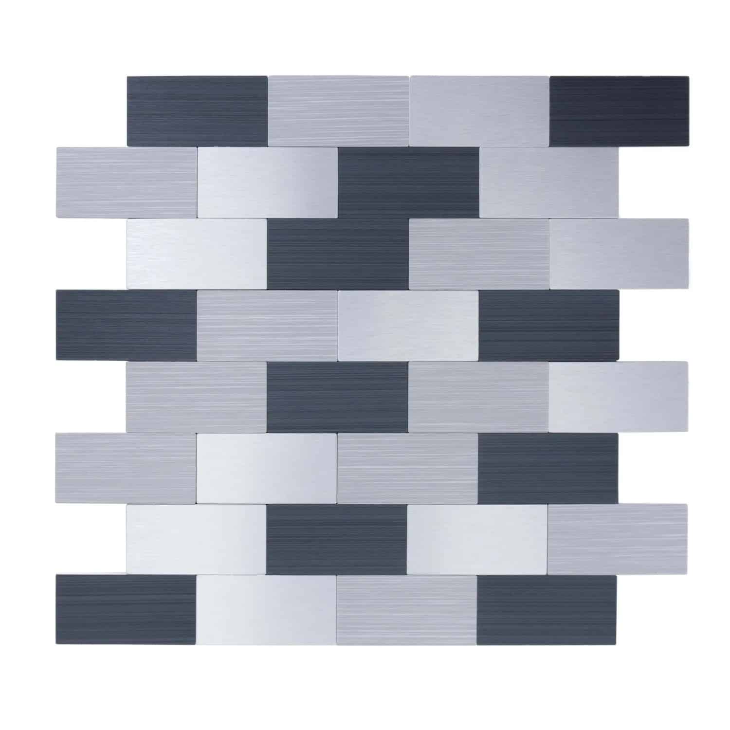 Dalsys Selbstklebende Fliesen 1m² 11 Stück Rechteck Grau Mix Silber