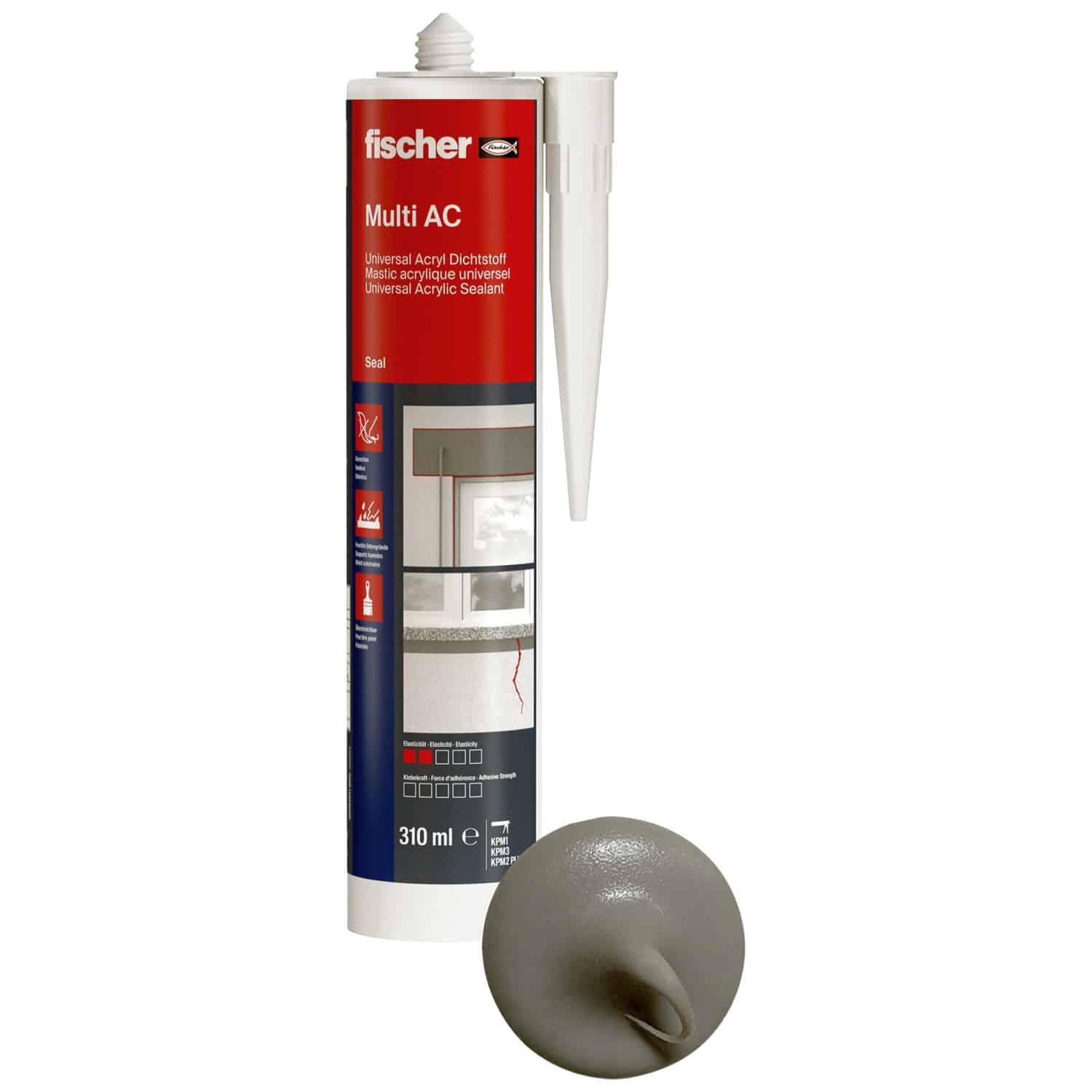 Fischer Acryldichtstoff Multi AC Grau 310 ml