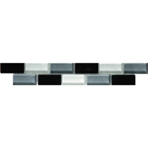 Glasbordüre Brick Schwarz Grau 5 cm x 25 cm