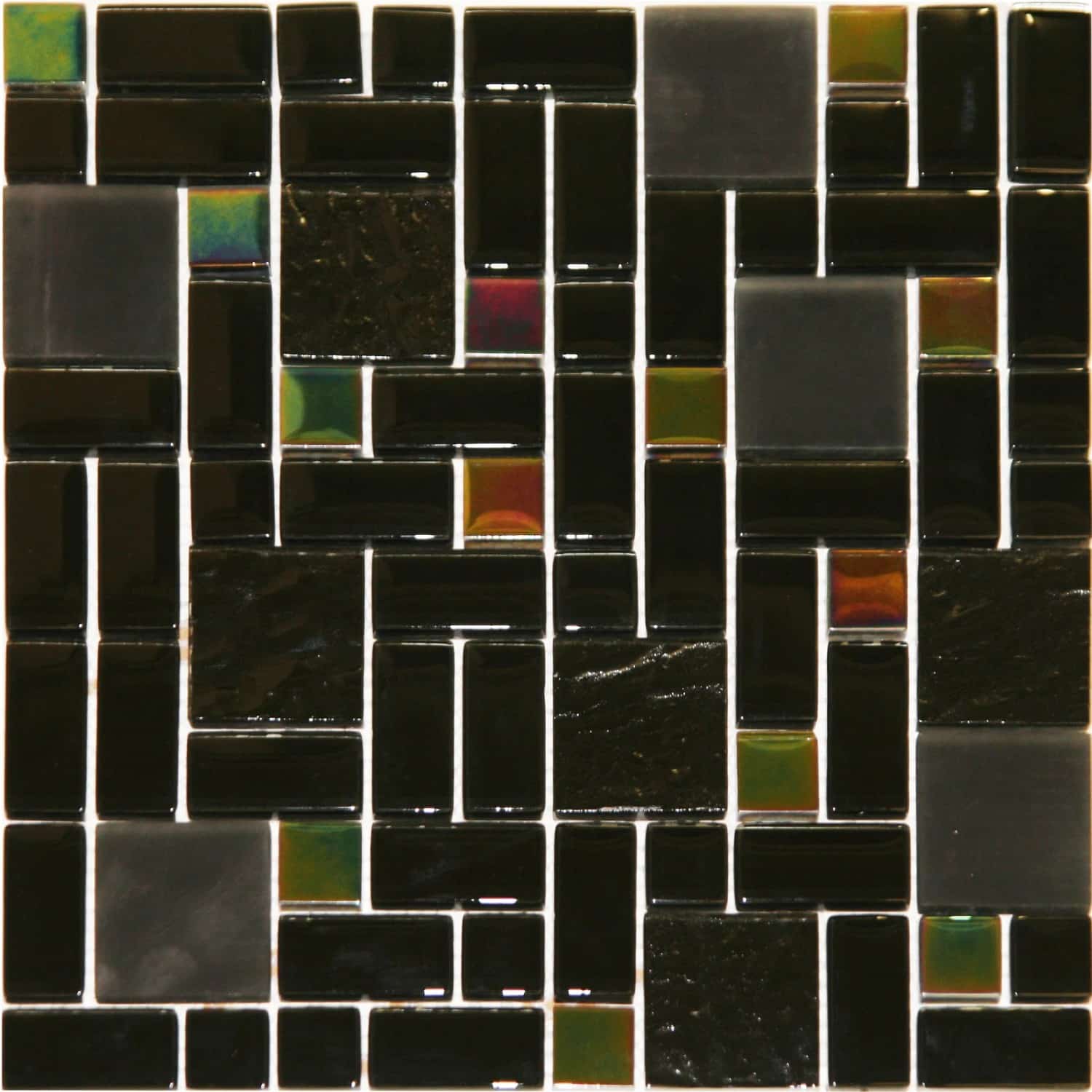 Glasmosaikmatte Black Rainbow 30 cm x 30 cm