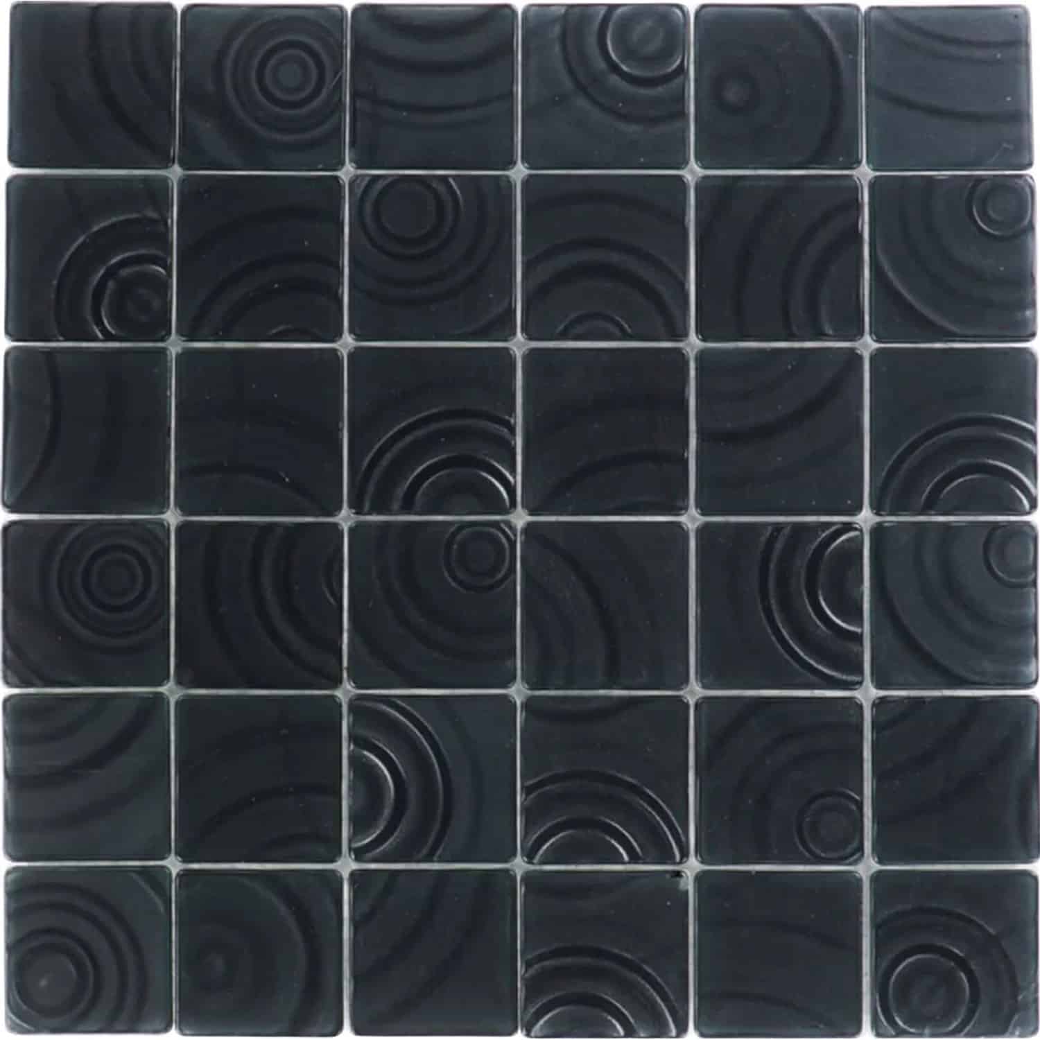 Glasmosaikmatte Curve Black 30 cm x 30 cm