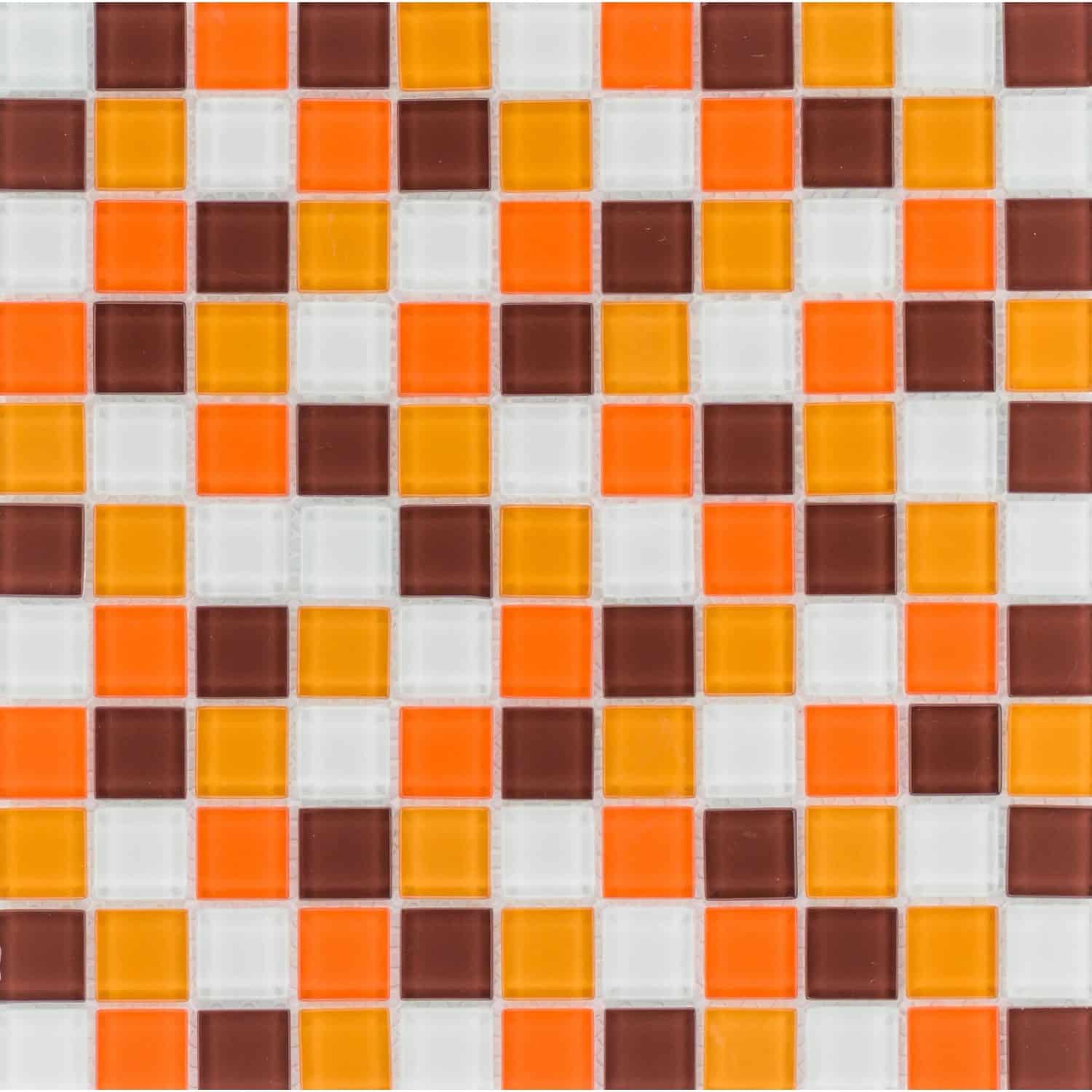 Glasmosaikmatte Simpli Orange-Braun-Mix groß 30 cm x 30 cm