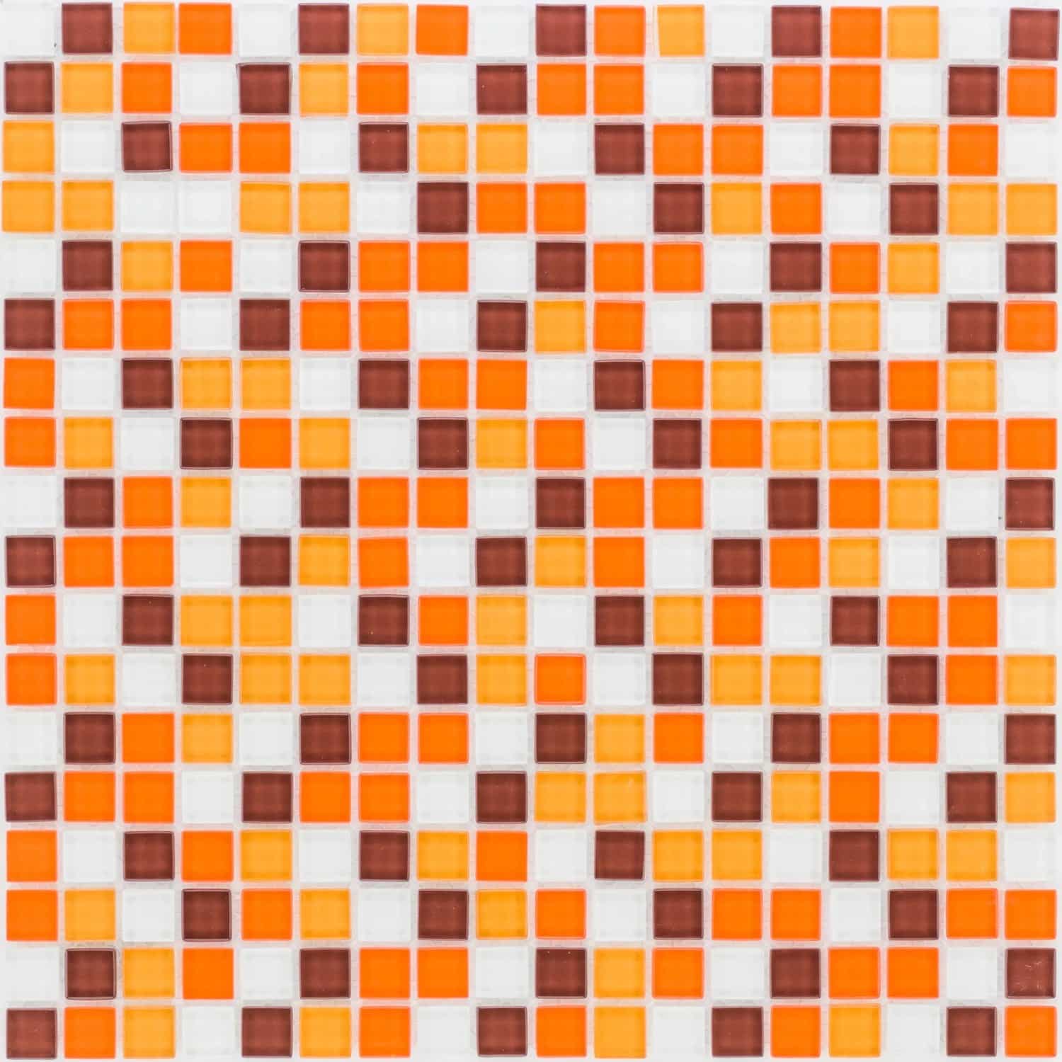 Glasmosaikmatte Simpli Orange-Braun-Mix klein 30 cm x 30 cm