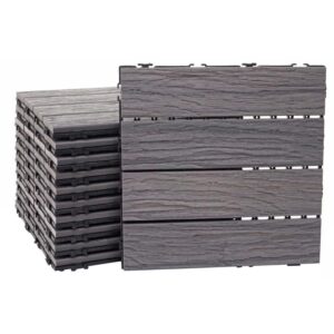 MCW WPC Bodenfliese E19 Holzoptik Balkon/Terrasse 3D-Struktur Linear antik-Braun 11x Je 30x30cm - 1qm