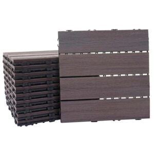 MCW WPC Bodenfliese E20 Holzoptik Balkon/Terrasse 3D-Struktur Linear 11x Je 30x30cm - 1qm Geprägt Grau-Braun