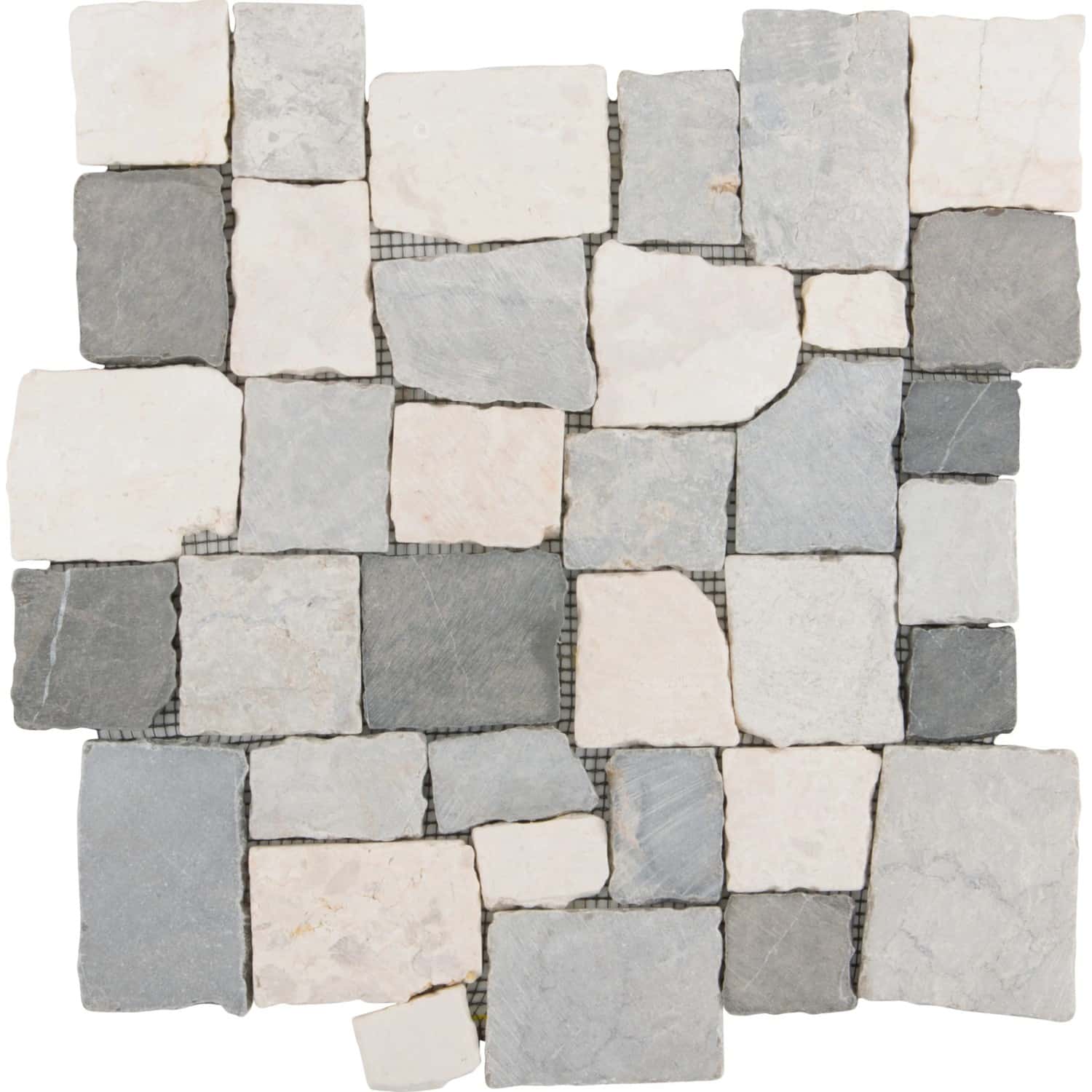 Marmormosaikmatte Murcino Creme-Grey-Black 28 cm x 28 cm
