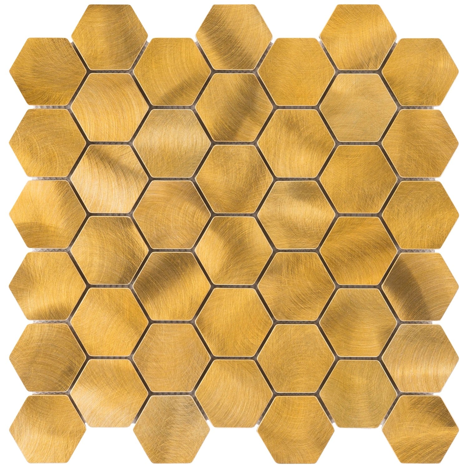 Mosaik Aluminium Gold Hexagon 30 cm x 30 cm