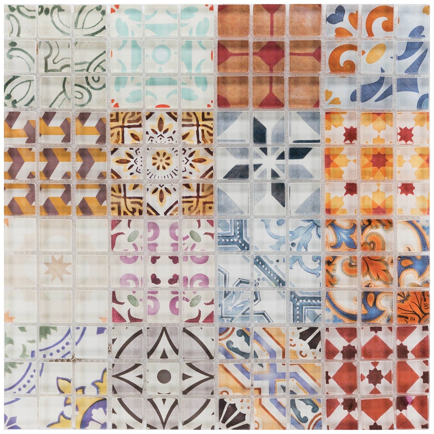 Mosaik Glas Retro Mix 30 cm x 30 cm