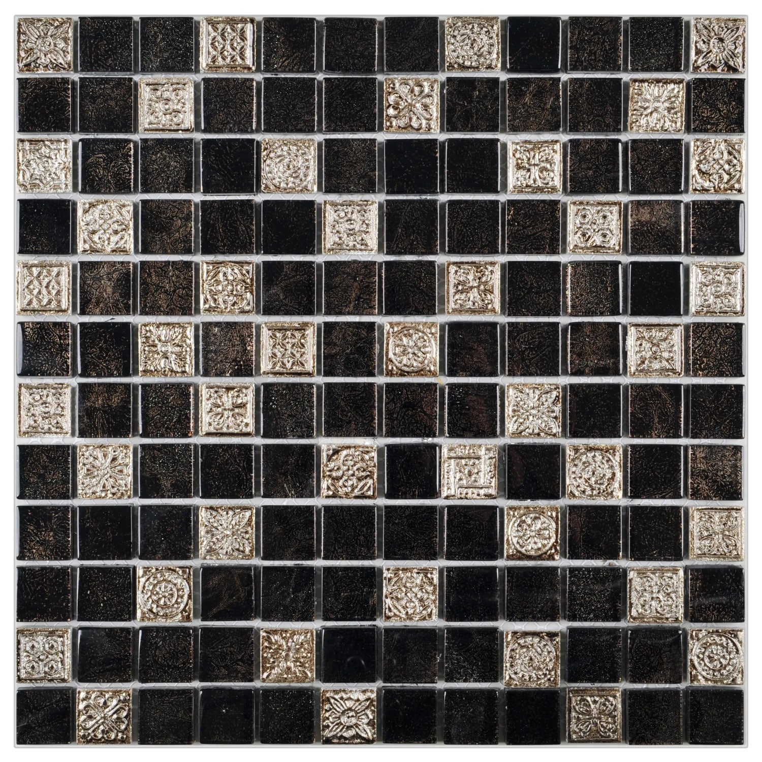 Mosaik Glas & Stein Inka Black Relief 30 cm x 30 cm