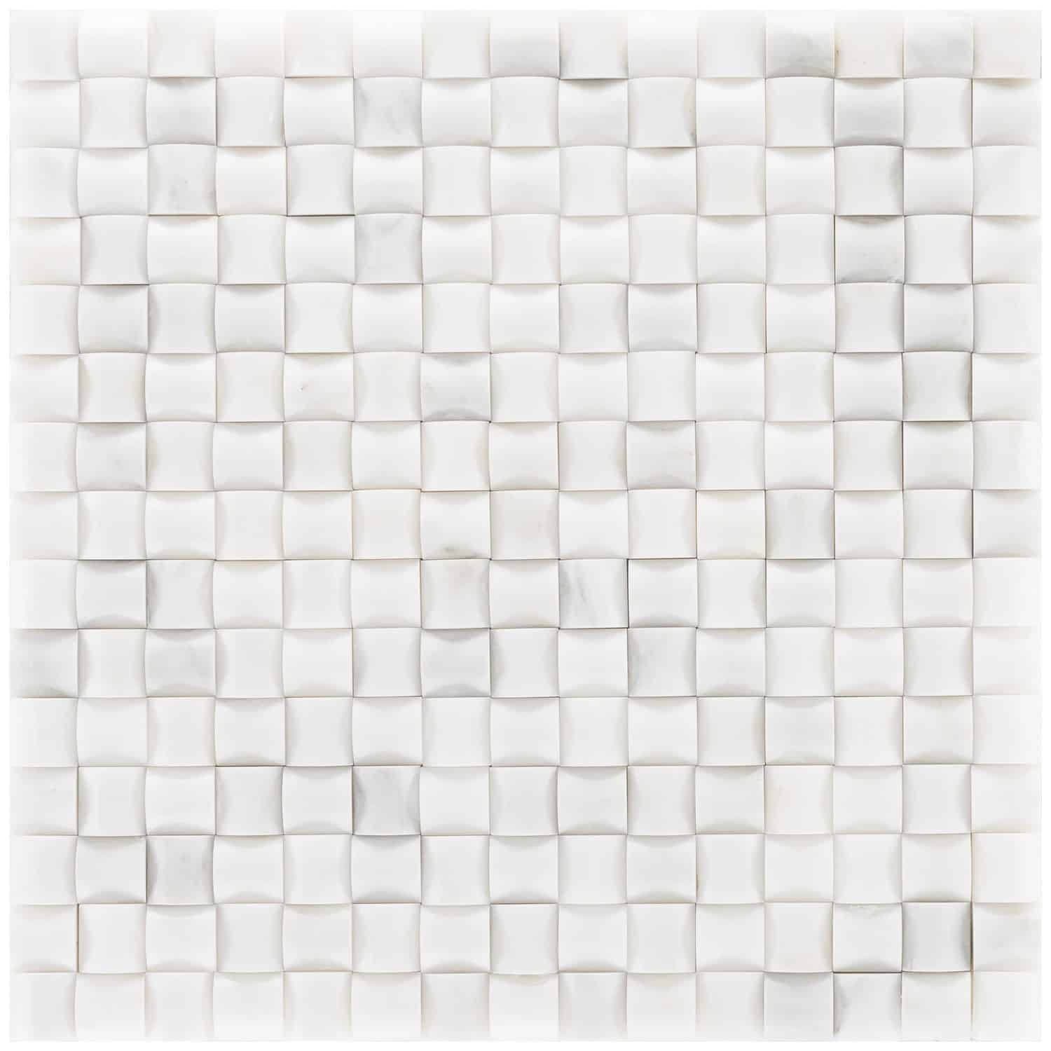 Mosaik Marmor Basket 3D Weiß poliert 30 cm x 30 cm