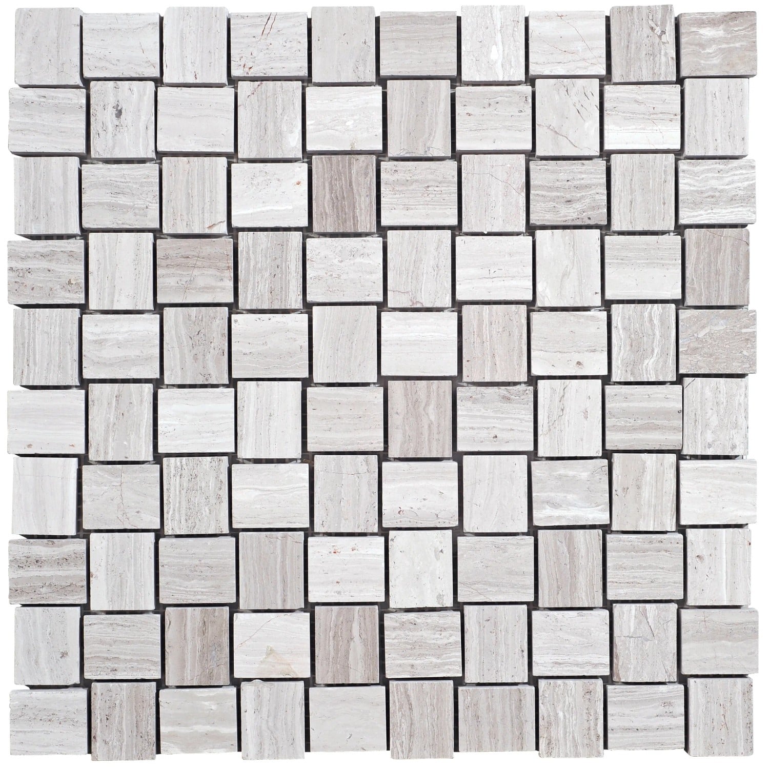 Mosaik Marmor Basketwave Grau poliert 29 cm x 29 cm
