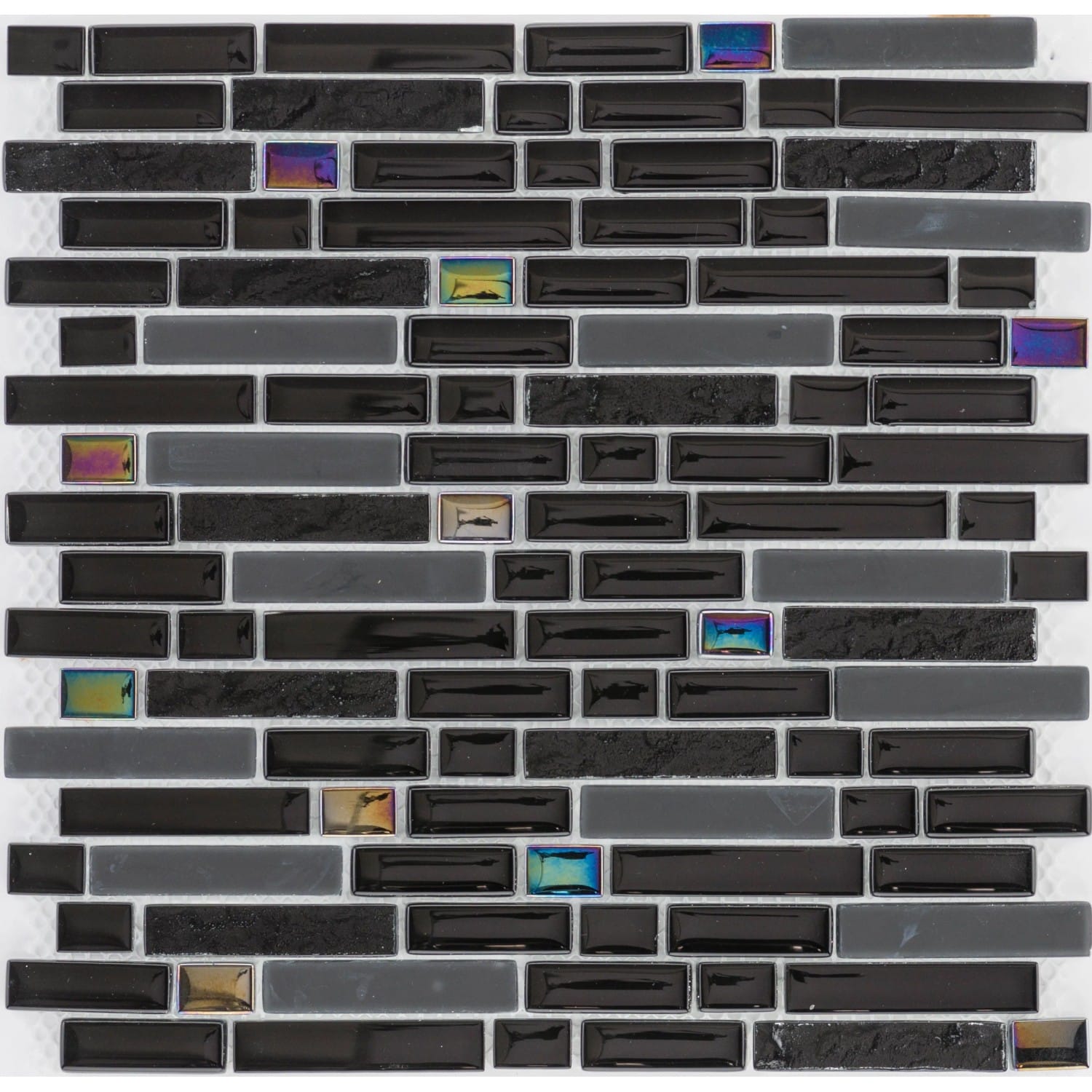 Mosaikmatte Black Rainbow Glas Schwarz 30
