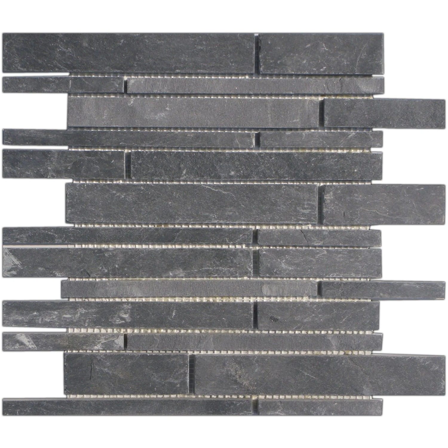 Mosaikmatte Black Slate Bricks 30 cm x 30 cm