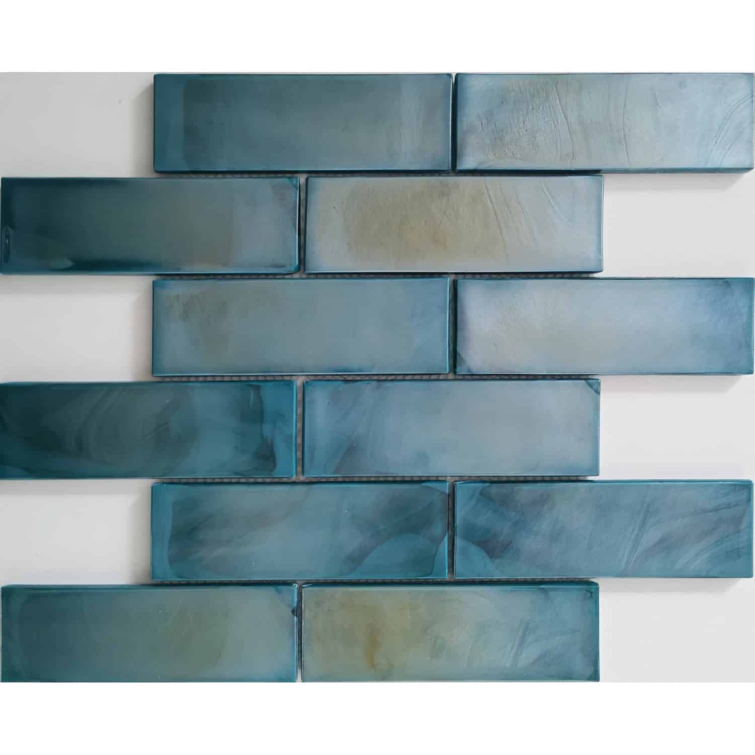 Mosaikmatte Cadiz Brick Keramik Grün 30 cm x 30 cm