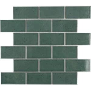 Mosaikmatte Castello Brick Keramik Dunkelgrün 30