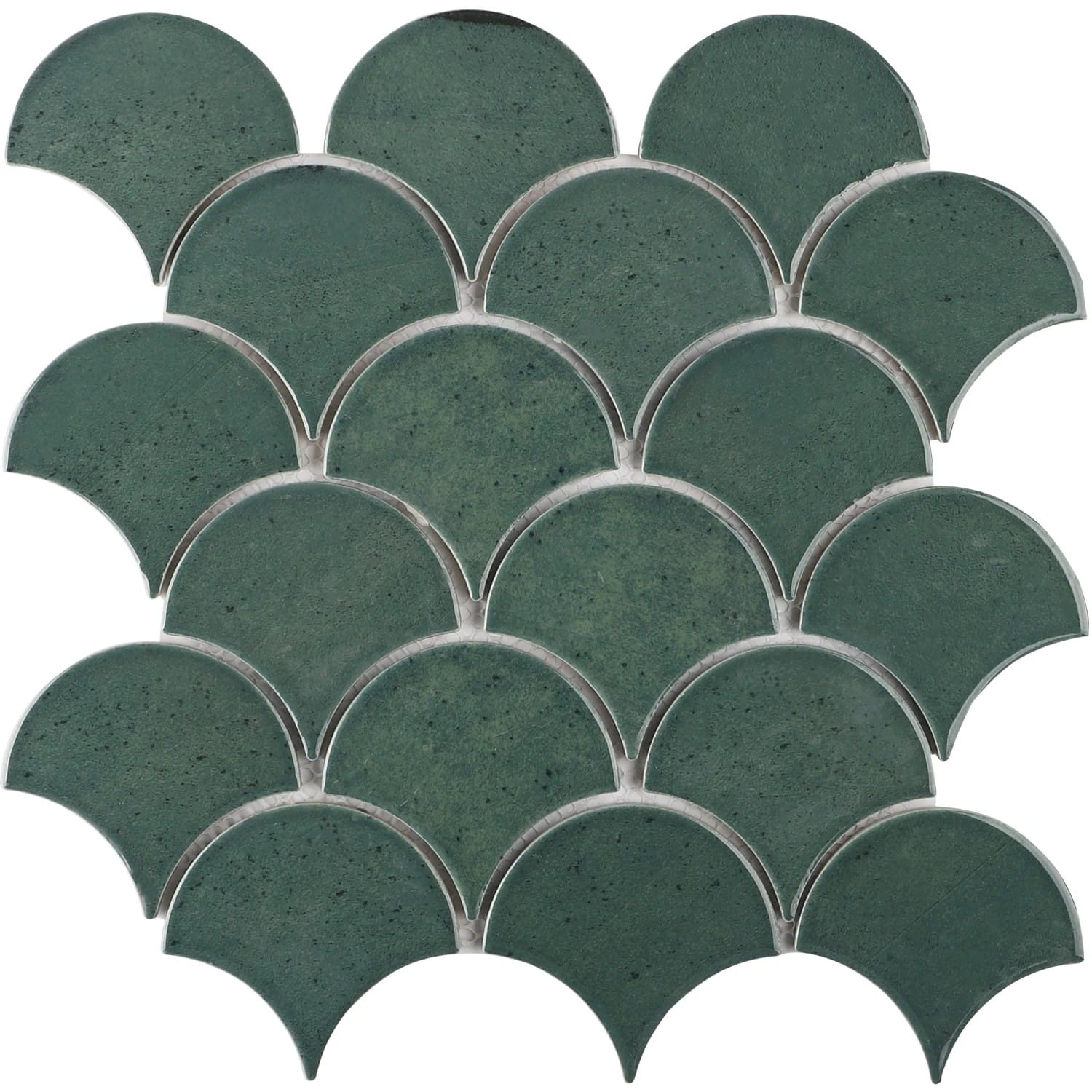 Mosaikmatte Castello Fächer Keramik Dunkelgrün 29