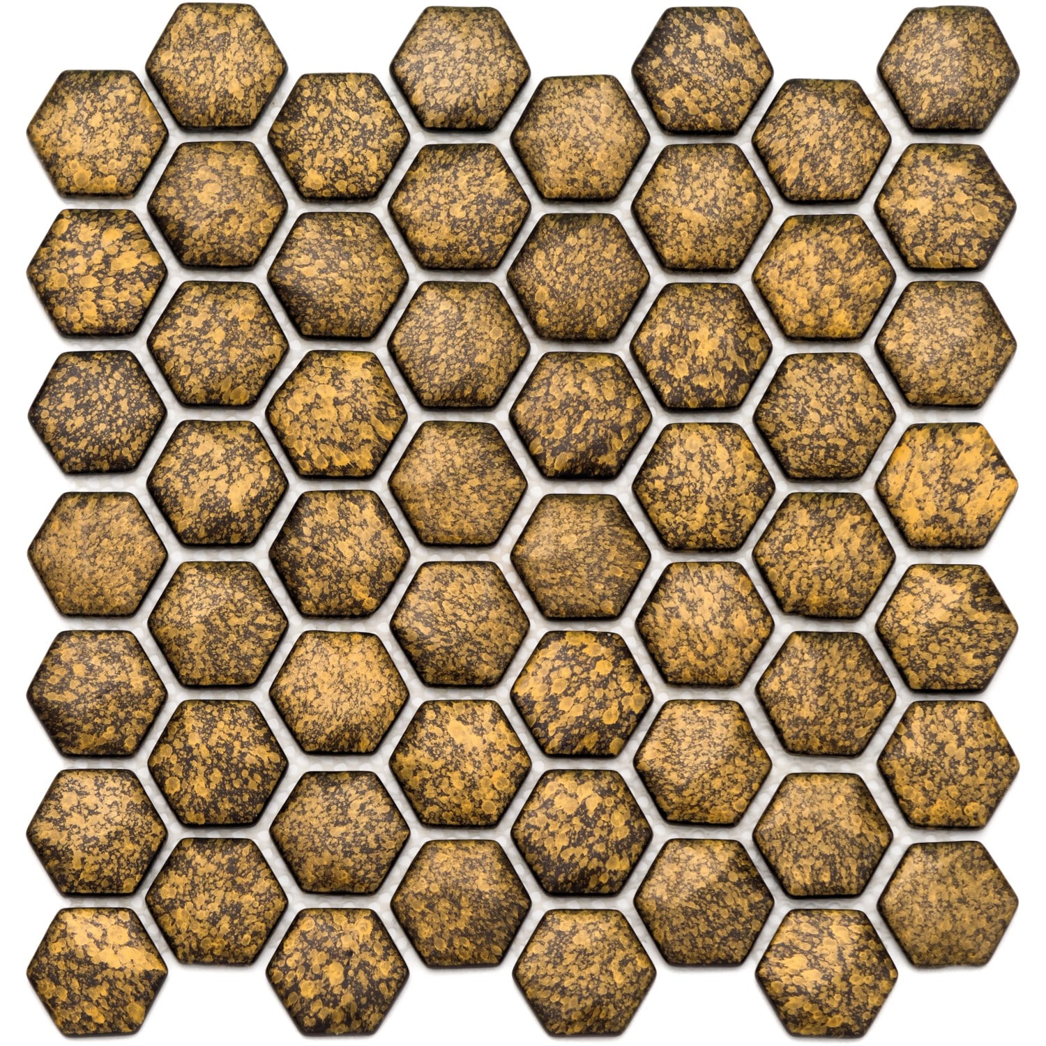 Mosaikmatte Ebru Hexagon Glas Gold 29 cm x 29 cm