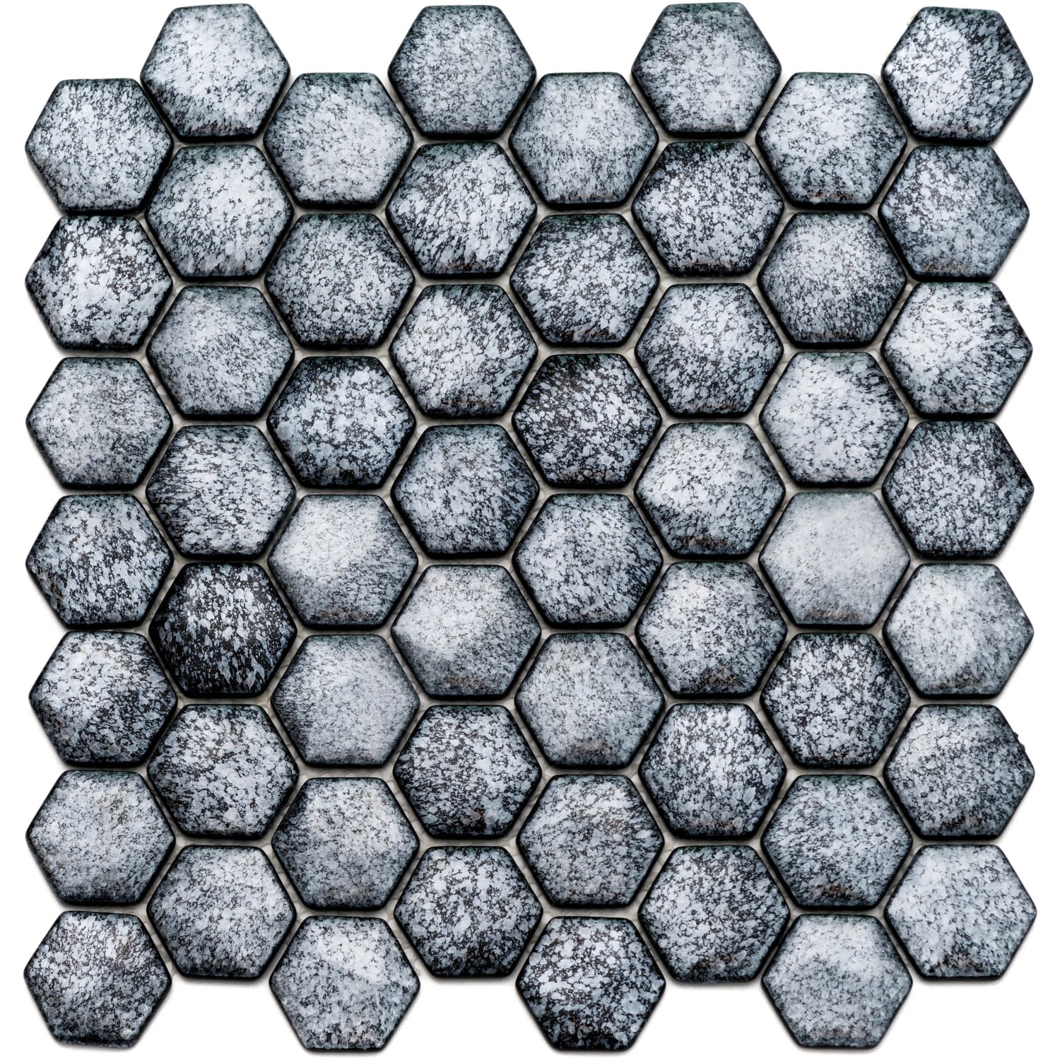 Mosaikmatte Ebru Hexagon Glas Grau 29 cm x 29 cm
