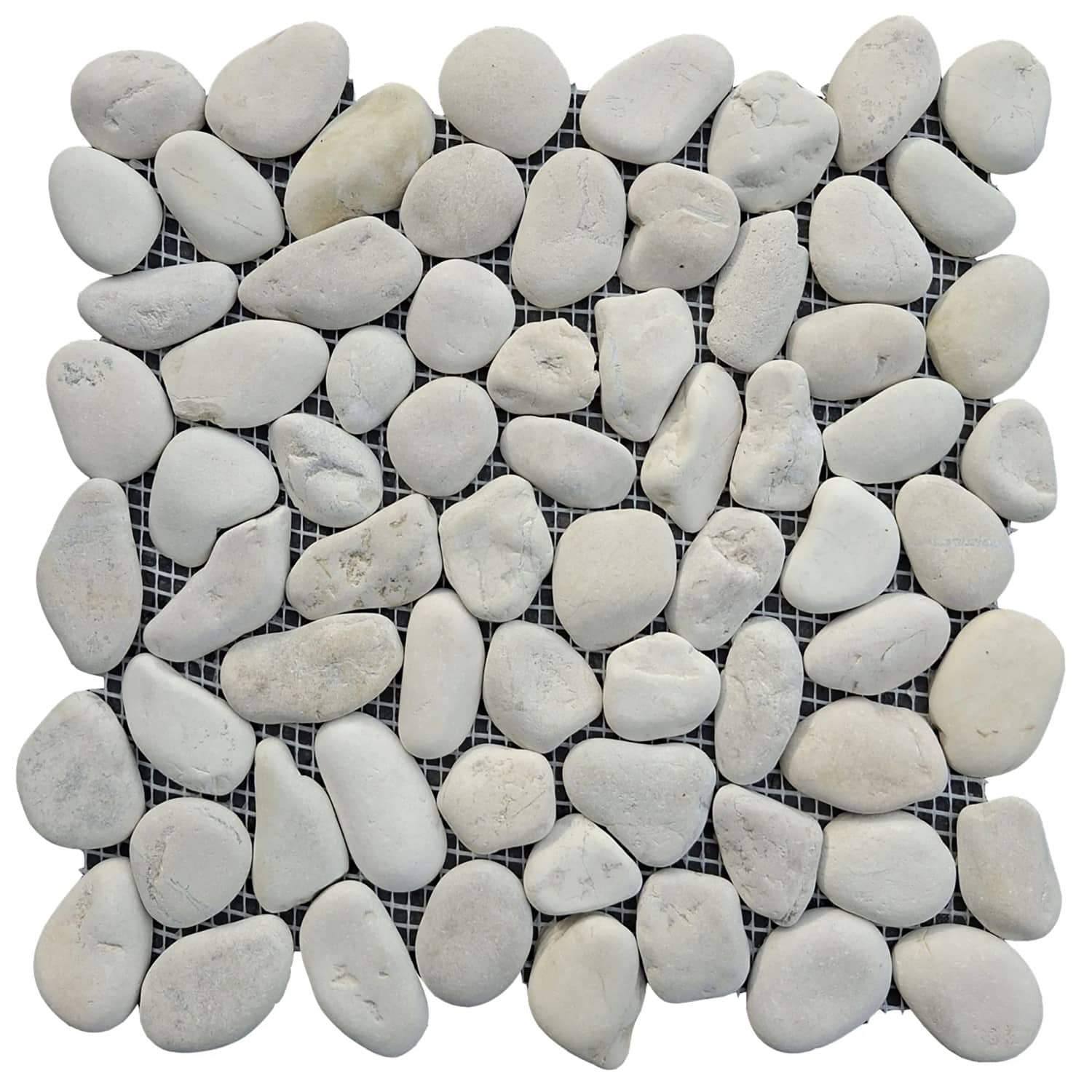 Mosaikmatte Flusskiesel White matt 30 cm x 30 cm