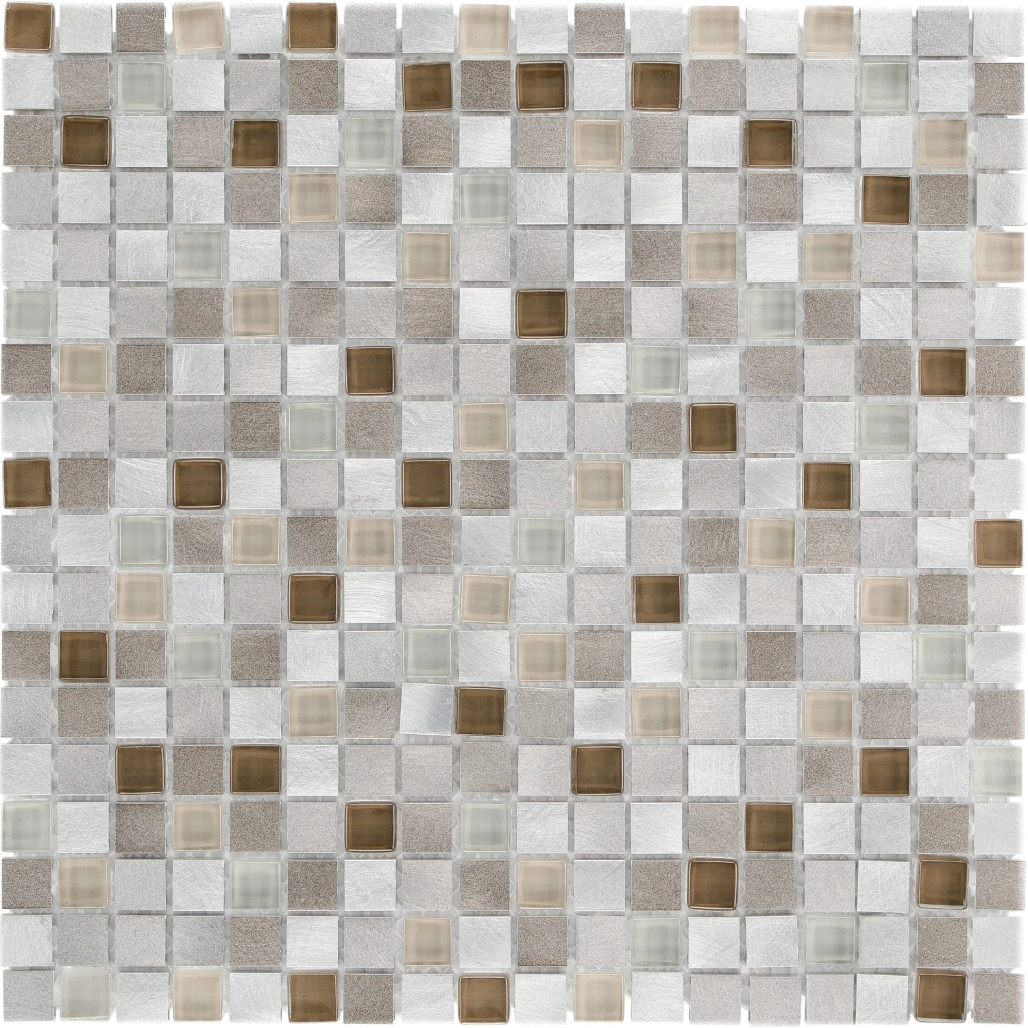 Mosaikmatte Glas & Aluminium Beige brushed 30 cm x 30 cm