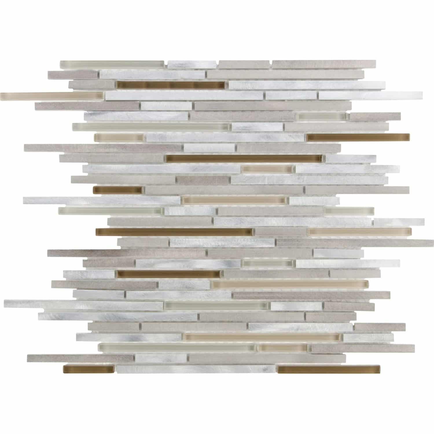 Mosaikmatte Glas & Aluminium Brown & Beige & Silver 30 cm x 30 cm