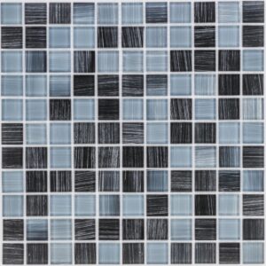 Mosaikmatte Glas Grau-Schwarz Gestreift 30 cm x 30 cm