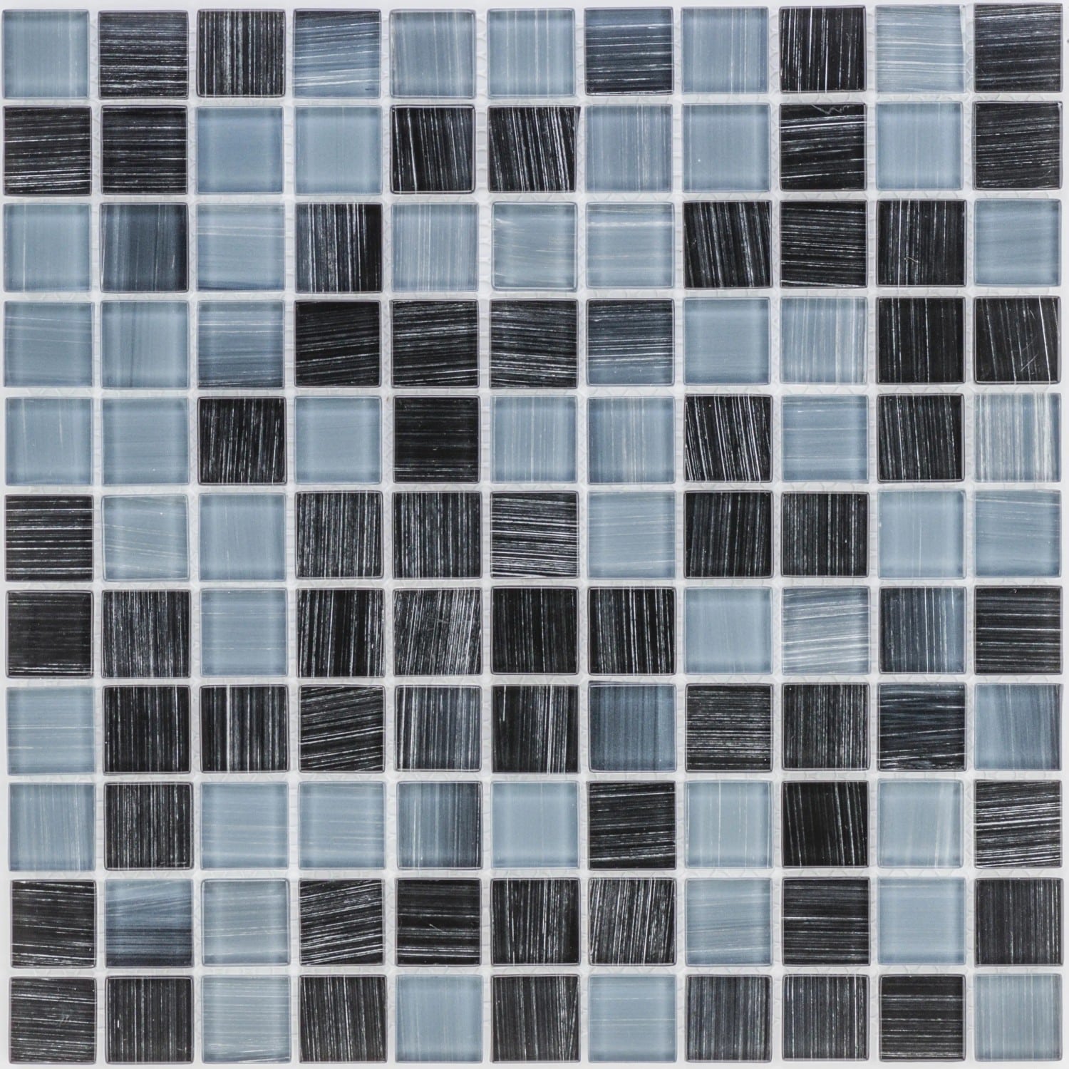 Mosaikmatte Glas Grau-Schwarz Gestreift 30 cm x 30 cm