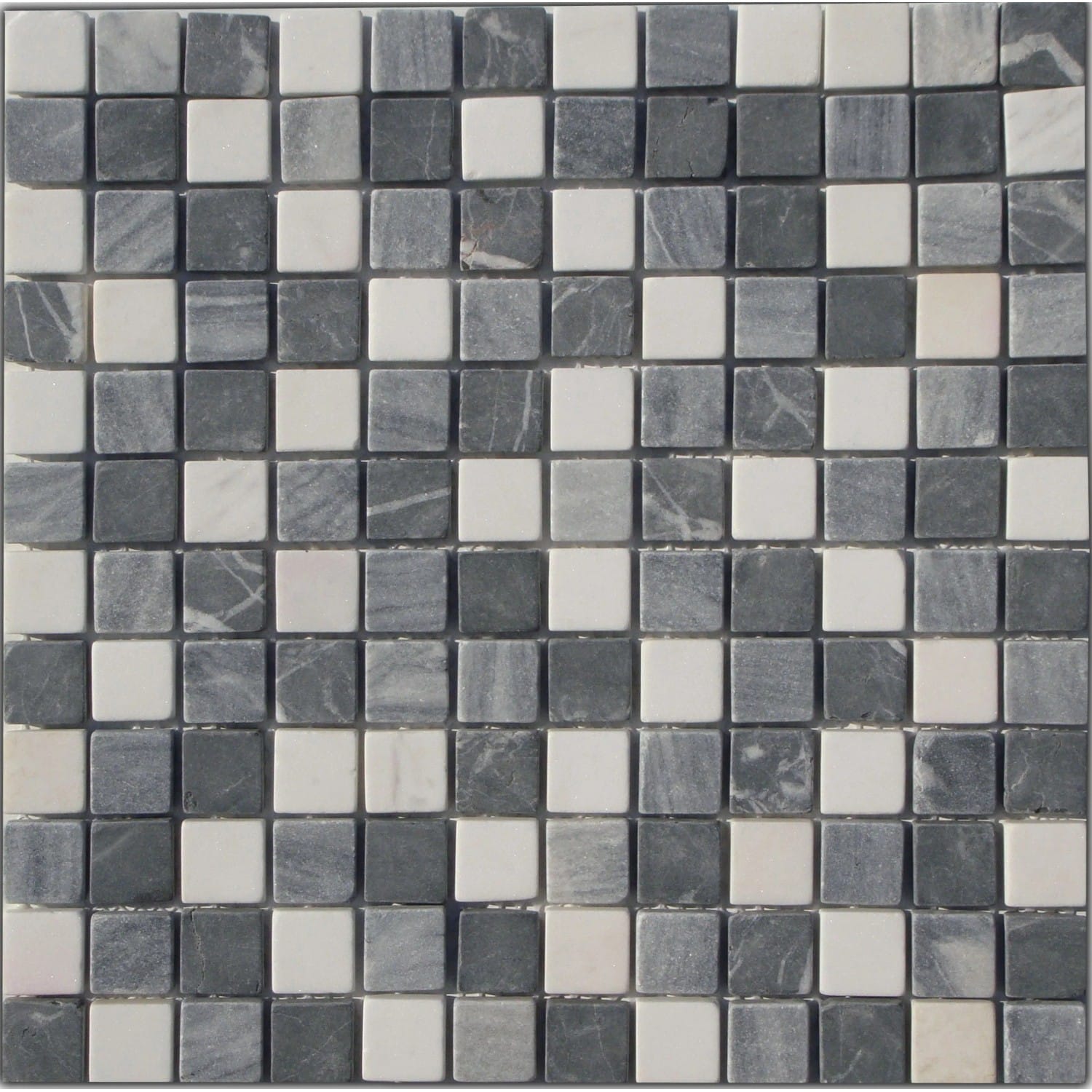 Mosaikmatte Marmor Grau Weiß Mix 30 cm x 30 cm