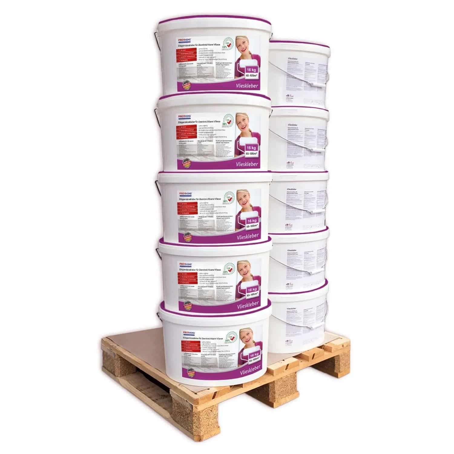PROFHOME Vlieskleber Fertig-Kleber für Malervlies Renoviervlies 160kg max 1050qm 160 kg Weiß
