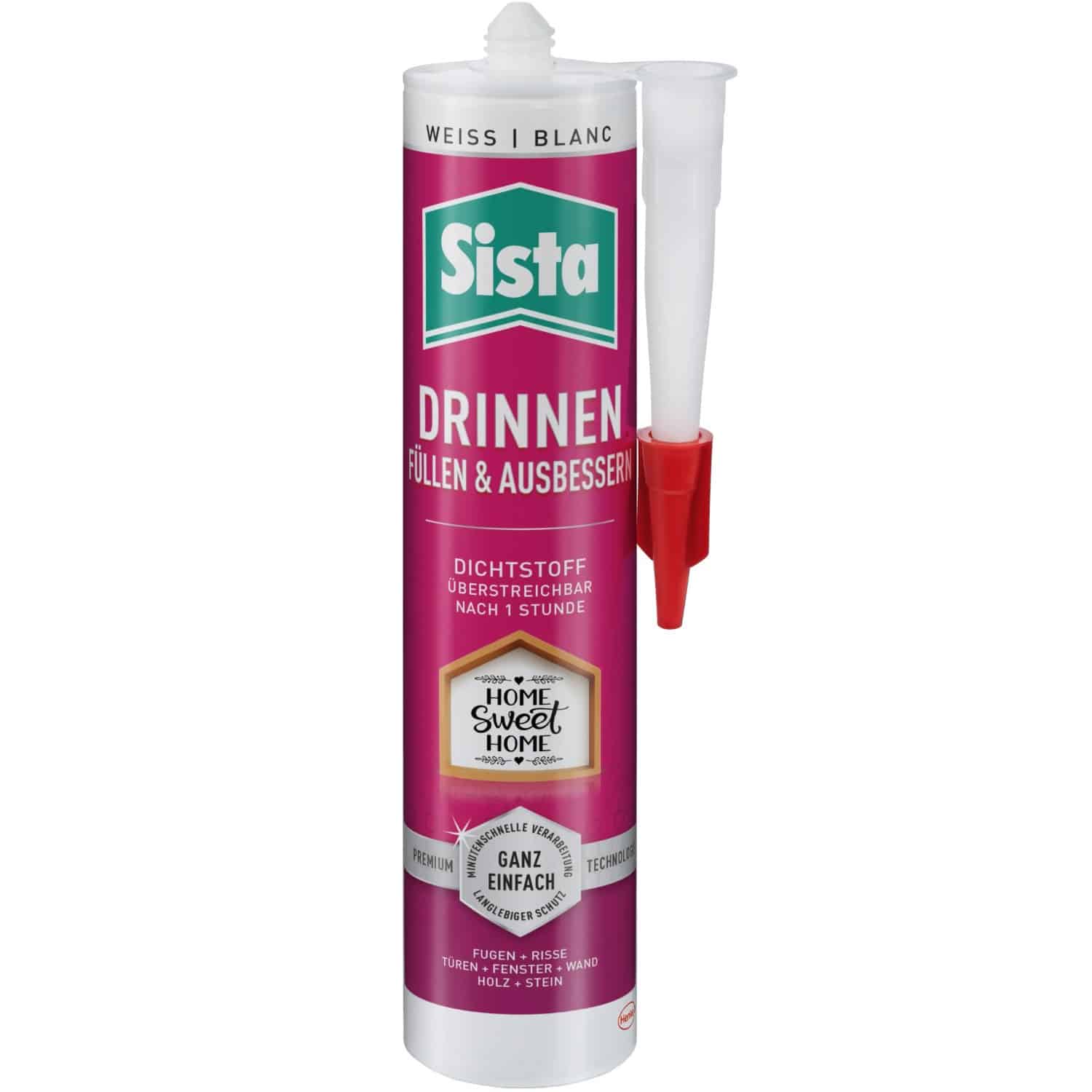 Sista Acryl Dichtstoff Drinnen Füllen & Ausbessern Kartusche Weiß 280 ml