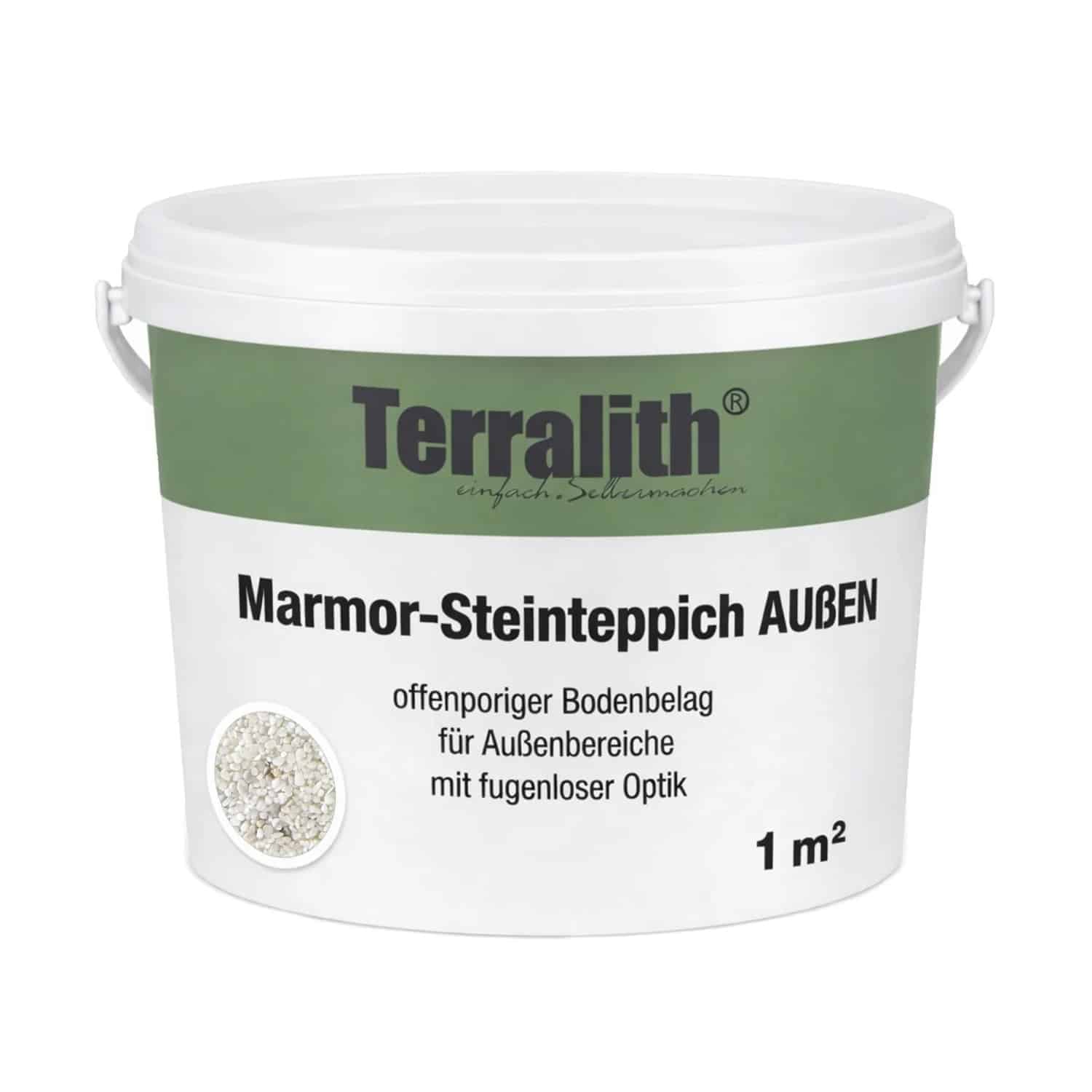 Terralith Marmor Steinteppich Bianco für 1 m² Außen Fein 2-4 mm