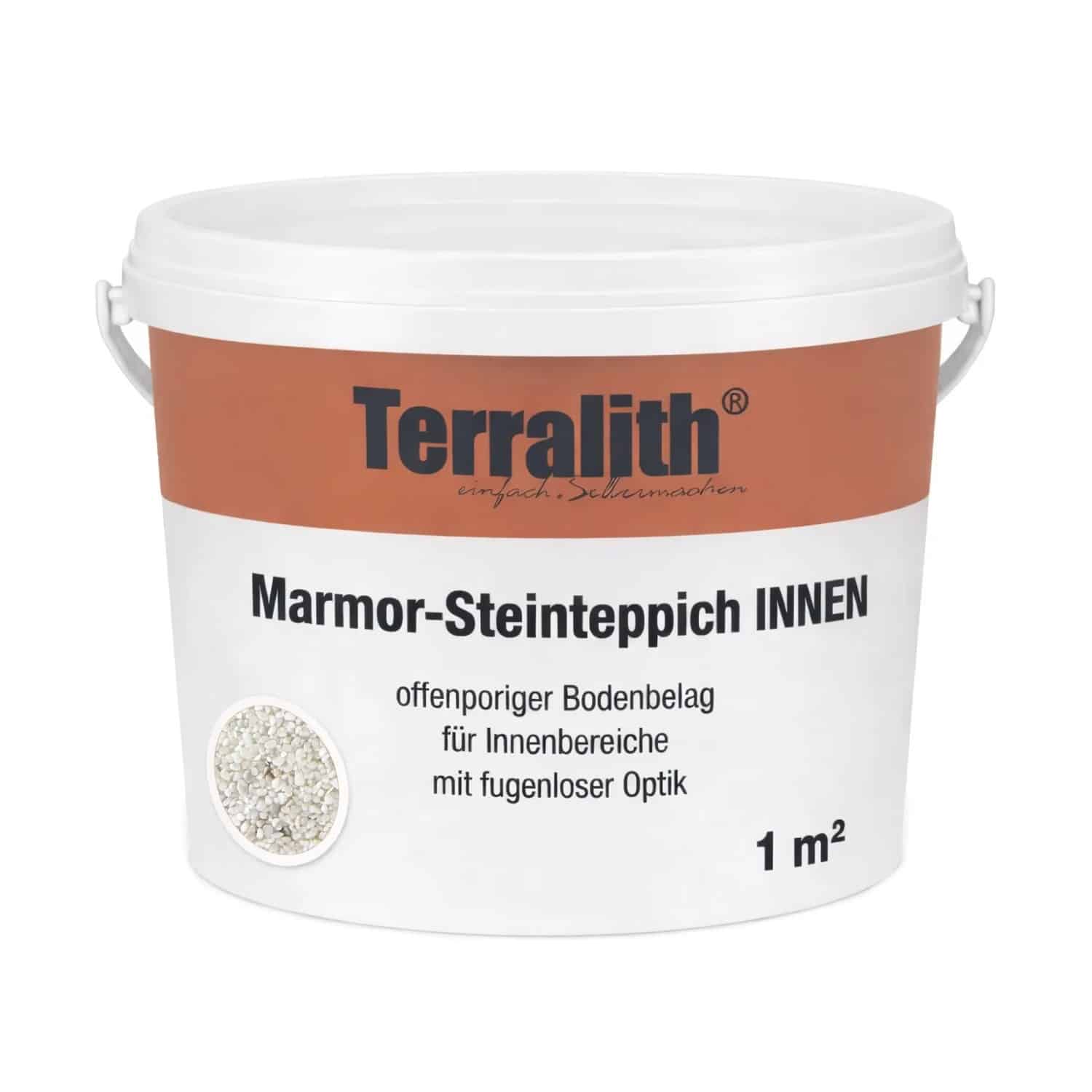 Terralith Marmor Steinteppich Bianco für 1 m² Innen Fein 2-4 mm
