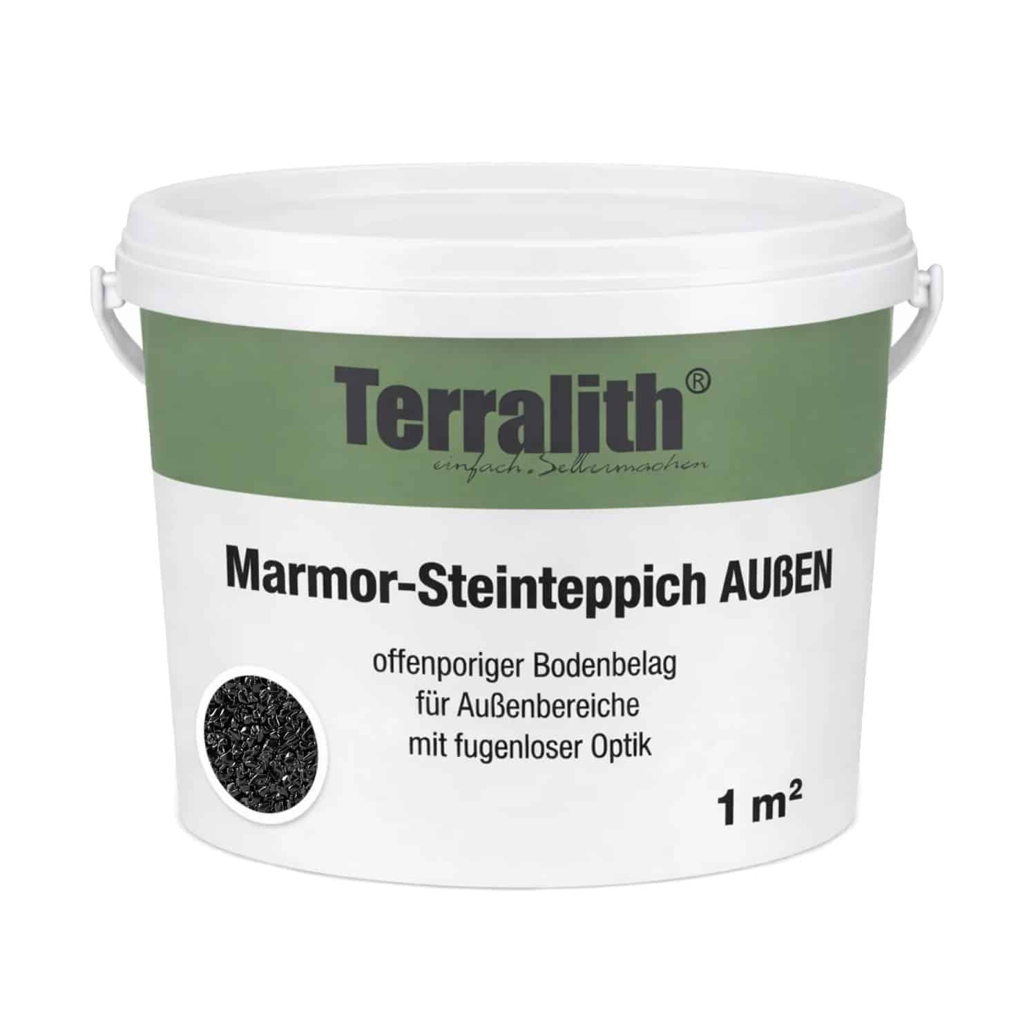 Terralith Marmor Steinteppich Nero für 1 m² Außen Fein 2-4 mm