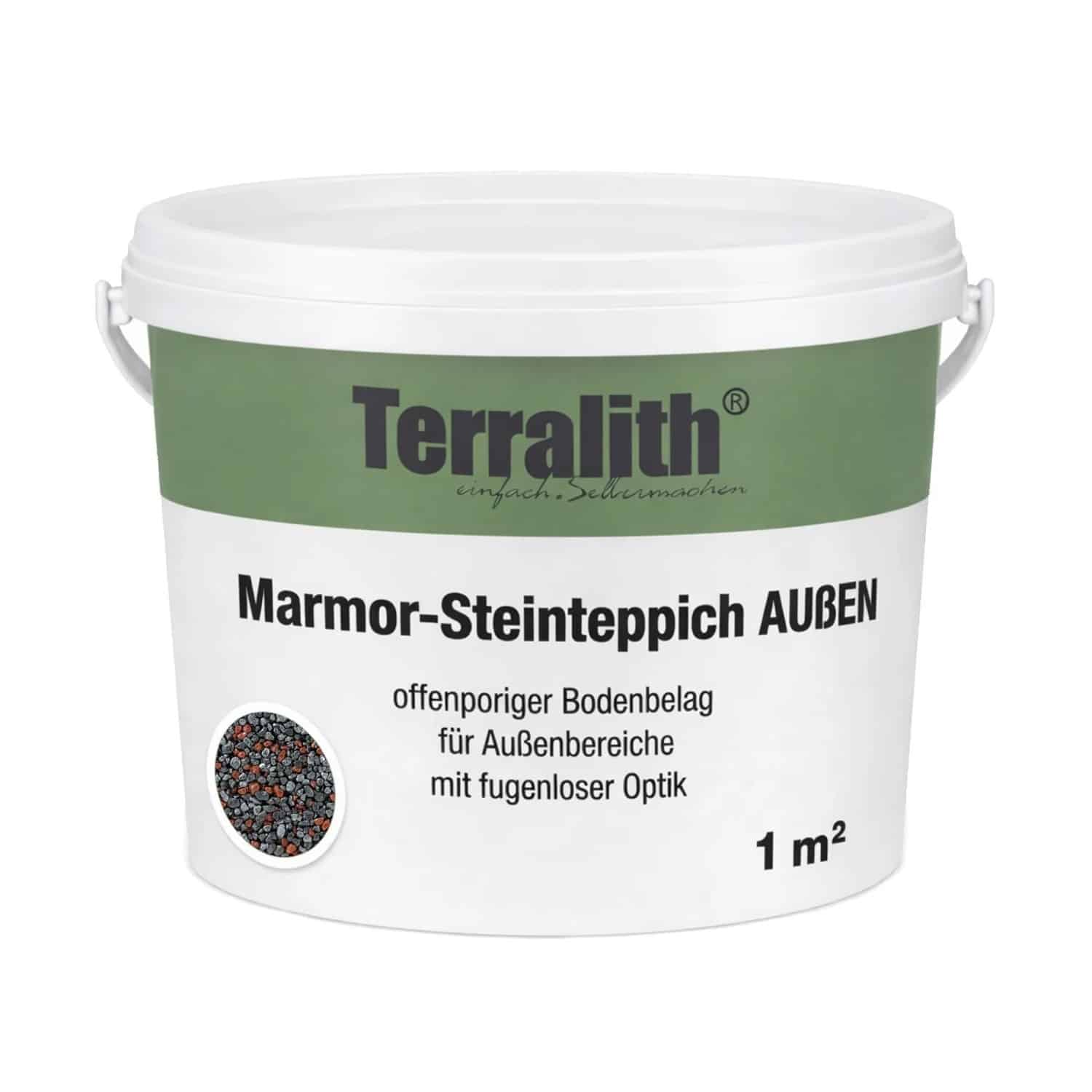 Terralith Metallic Steinteppich Metallic Mix 303 für 1 m² Außen Mittel 4-6 mm