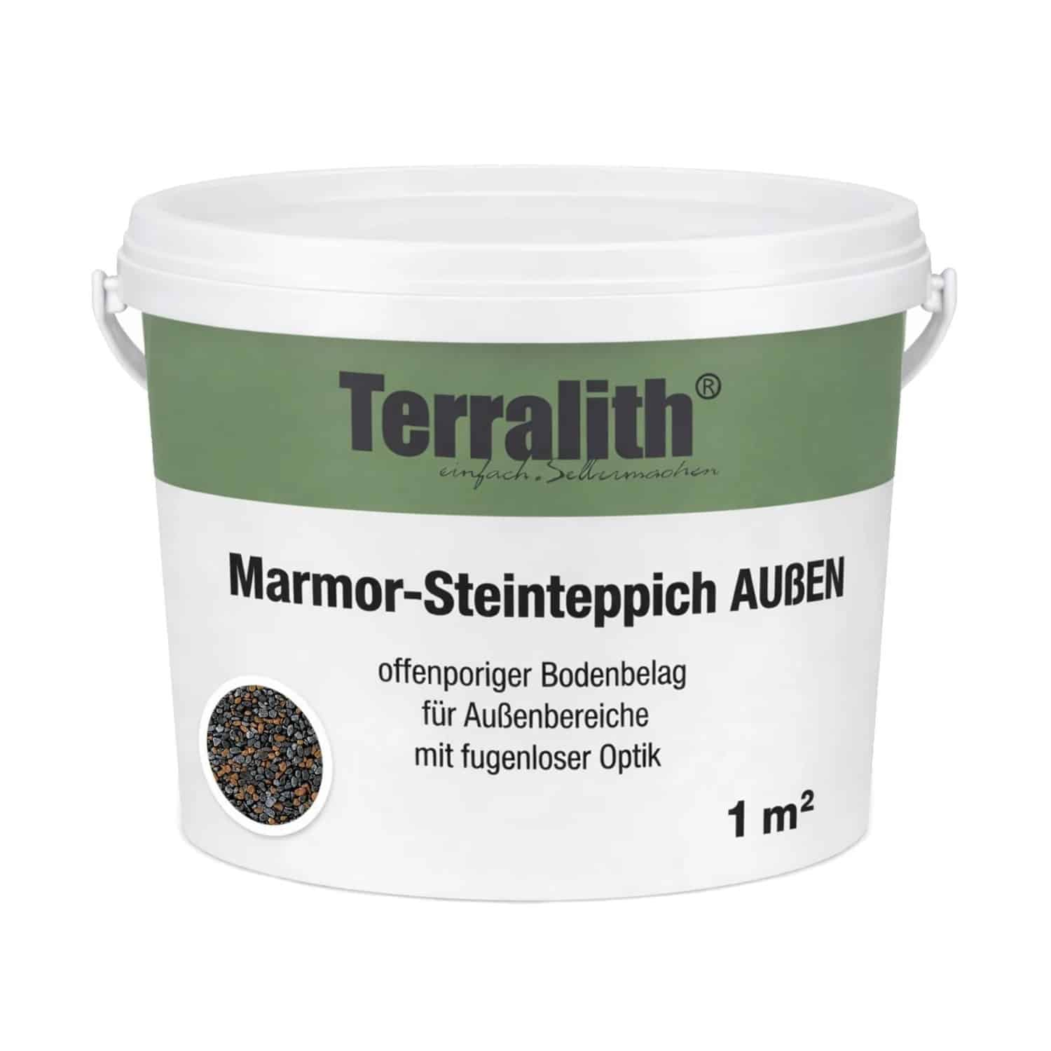 Terralith Metallic Steinteppich Metallic Mix 304 für 1 m² Außen Mittel 4-6 mm
