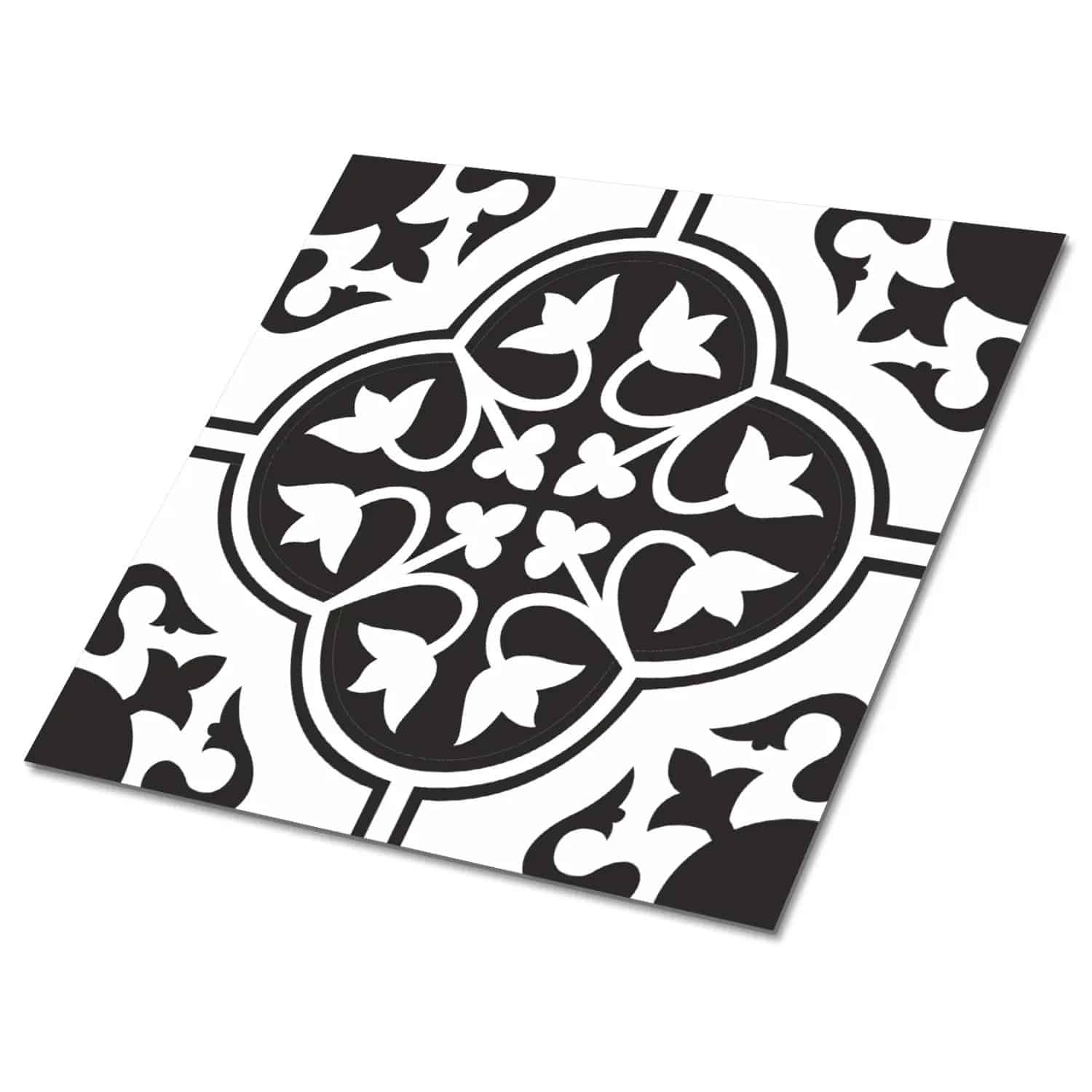 Tulup PVC Fliesen Selbstklebende 30 cm x 30 cm Set von 9 Klassische Klebefliesen Vinyl Bodenfliesen Klebefliesen für Küche Blumenornament