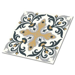 Tulup PVC Fliesen Selbstklebende 30 cm x 30 cm Set von 9 Klassische Klebefliesen Vinyl Bodenfliesen Klebefliesen für Küche Gemüse-Muster