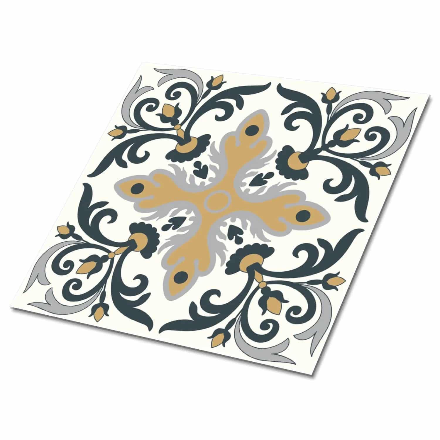 Tulup PVC Fliesen Selbstklebende 30 cm x 30 cm Set von 9 Klassische Klebefliesen Vinyl Bodenfliesen Klebefliesen für Küche Gemüse-Muster
